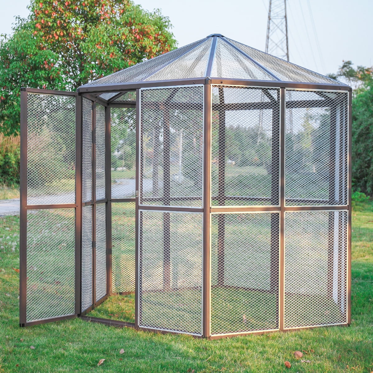 Coziwow 93" Large Walkin Bird House Hexagonal Design Aviary Cage