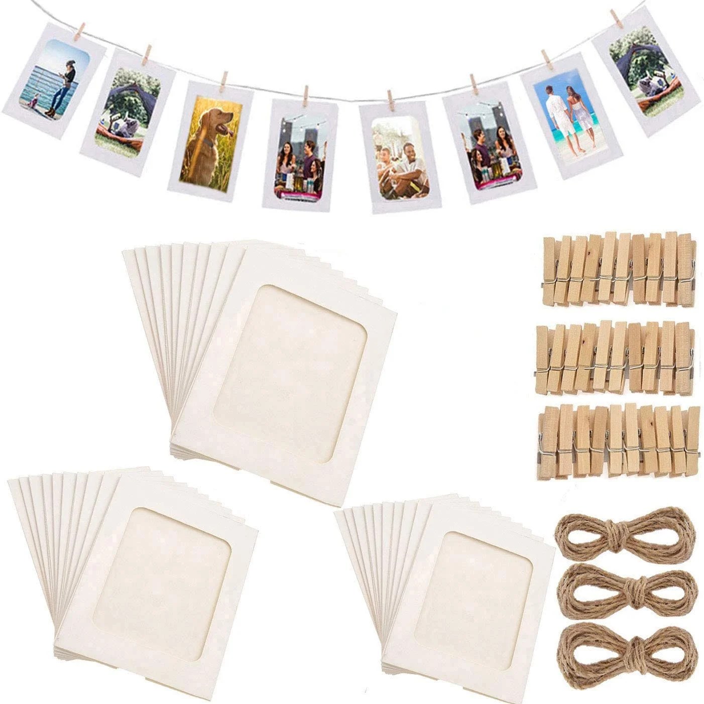 30 PCS DIY Paper Photo Frames 4x6 Paper Picture Frame with Wooden Clips