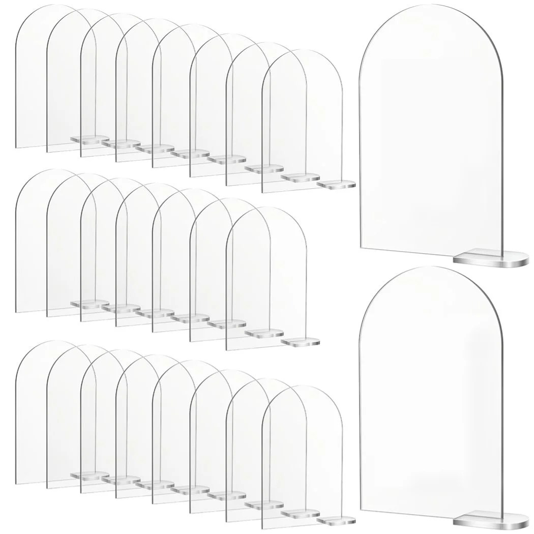 Clear Acrylic Arch Sign, 25 Packs Blank Acrylic Number Signs with Stand