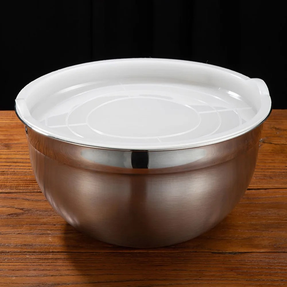 Thicken Stainless Steel Mixing Bowl + Lid Set for Beat Eggs Knead Dough