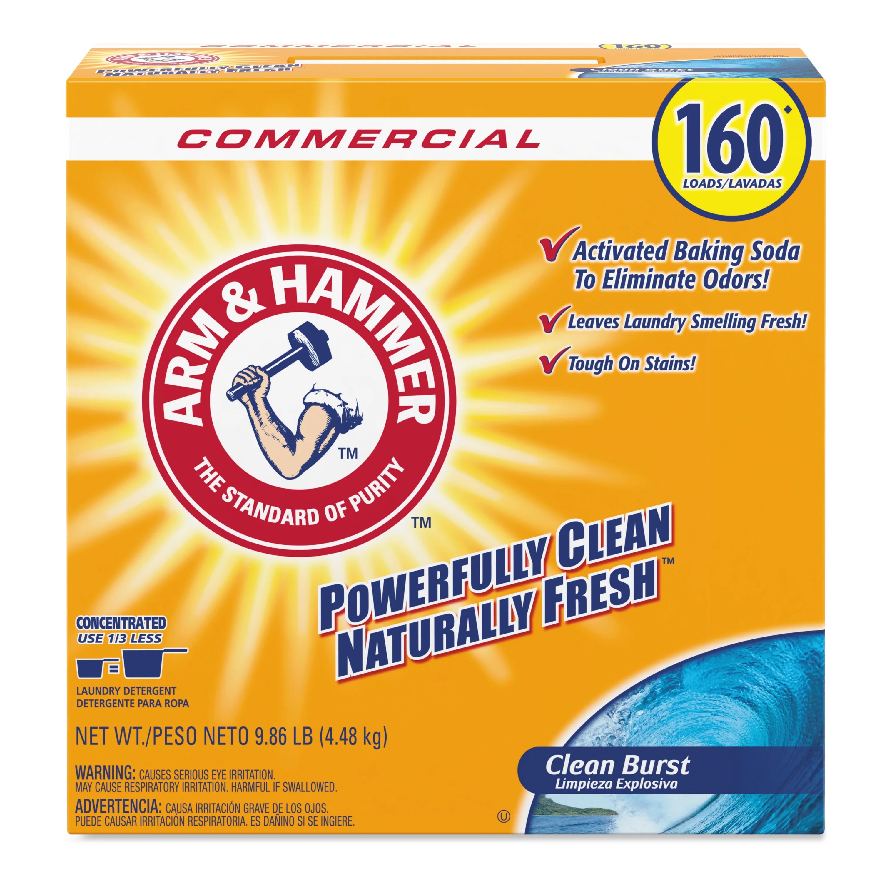 Arm & Hammer Powder Laundry Detergent, Clean Burst, 9.86 lb, Box, 3 per