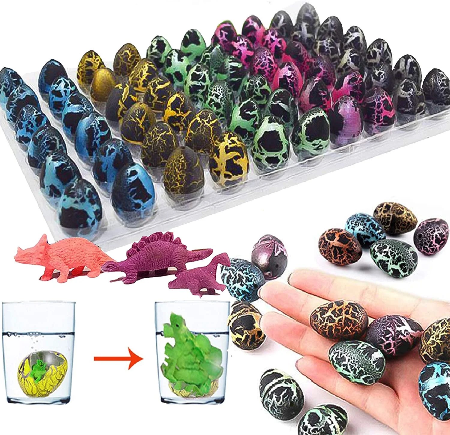 5Pcs Set Magic Hatching Growing Dinosaur Easter Egg Gift Water Grow Kid