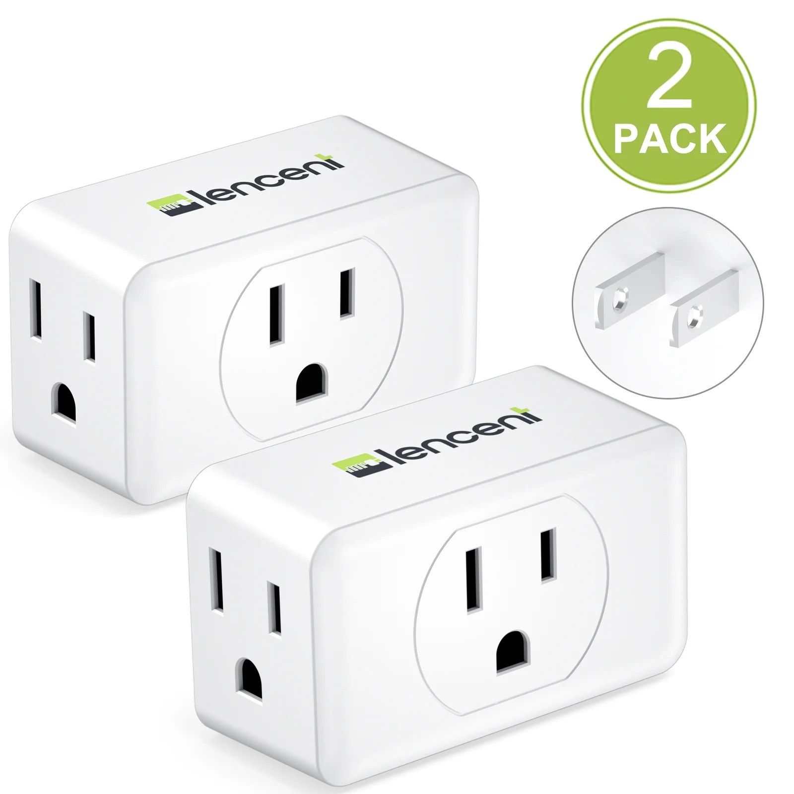 2 Pack 6 Outlets, 2 Prong to 3 Prong Outlet Adapter, 3 Prong to 2 Prong