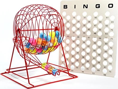 Regal games Jumbo Professional Red Bingo cage with Multicolor Ping Pong Regal games Jumbo Professional Red Bingo cage with Multicolor Ping Pong