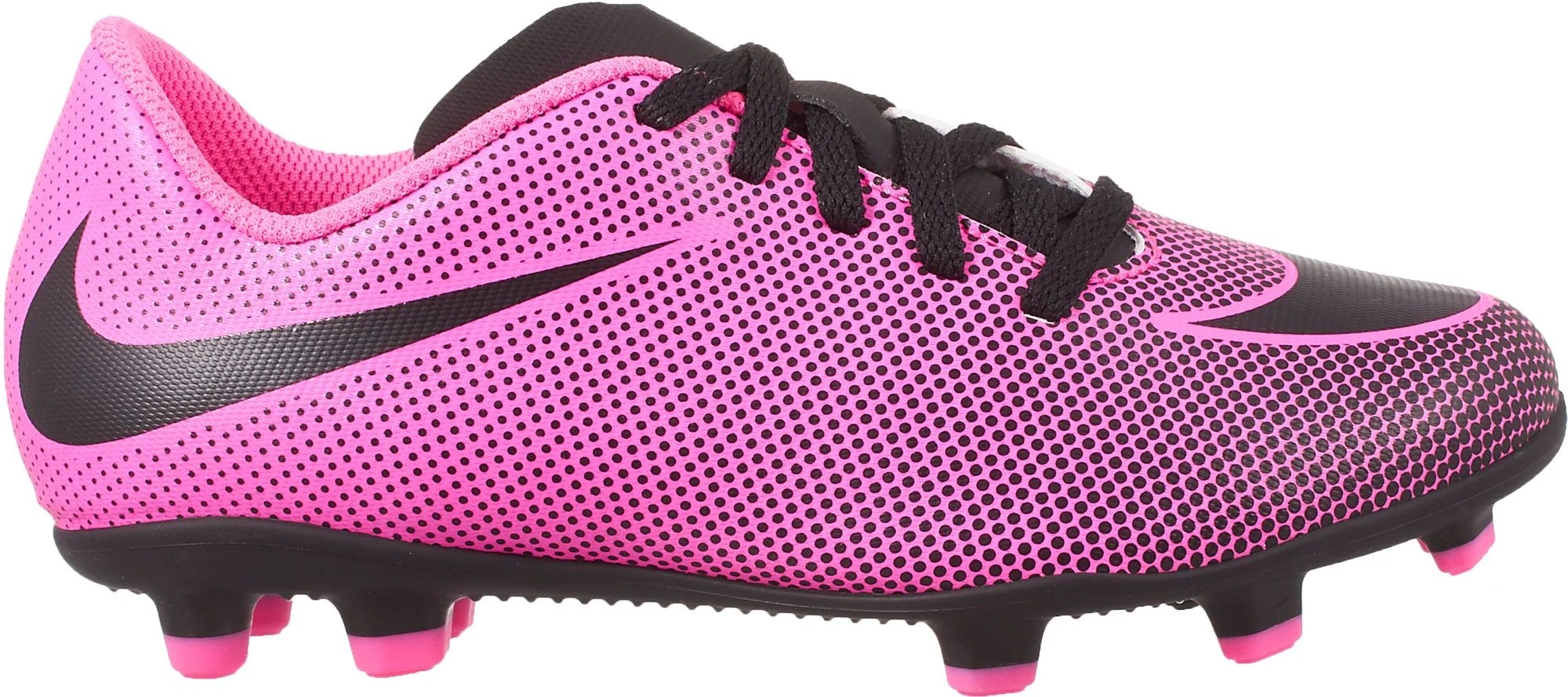 nike jr. bravata ii (fg) firmground soccer cleat pink blast/black size