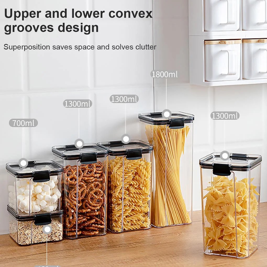 Booyoo Cereal Storage Container Airtight Food Fresh Box Square Clear