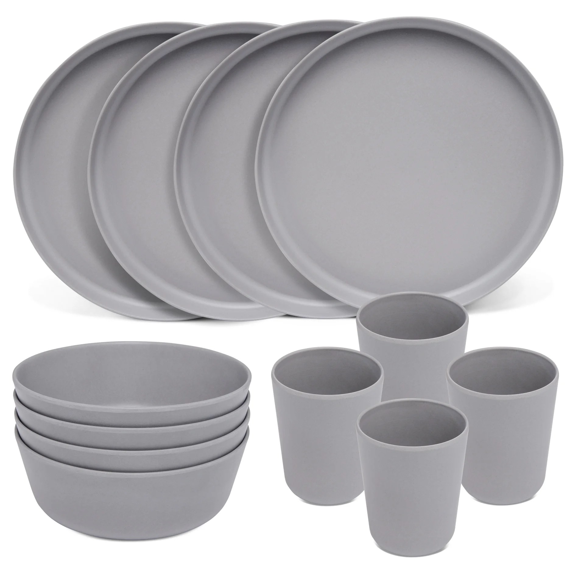 Stephan Roberts Bamboo Dinnerware Set Unbreakable Microwave Safe Plates