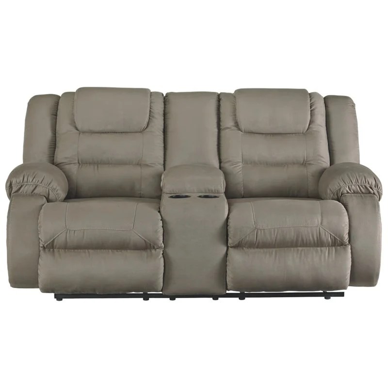 Signature Design by Ashley McCade Reclining Loveseat with Console in Cobblestone