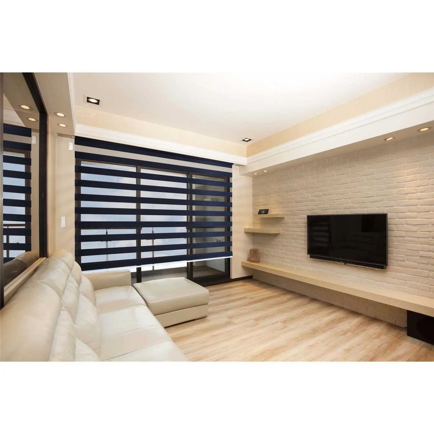 Zebra Design Roller Window Shades, MotorizedRemote, Privacy Horizontal