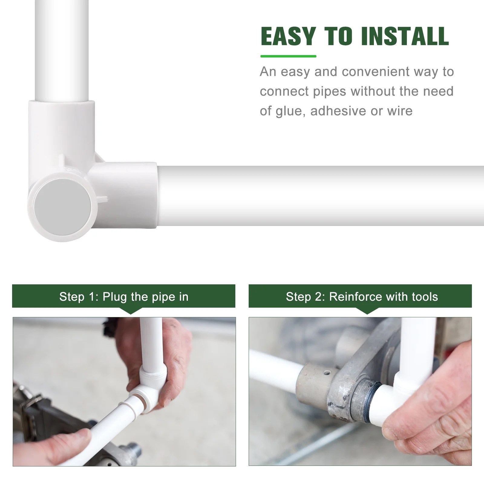 Buy 8Pcs PVC Pipe Connector 3Way Elbow Fittings for PVC Furniture Pipe