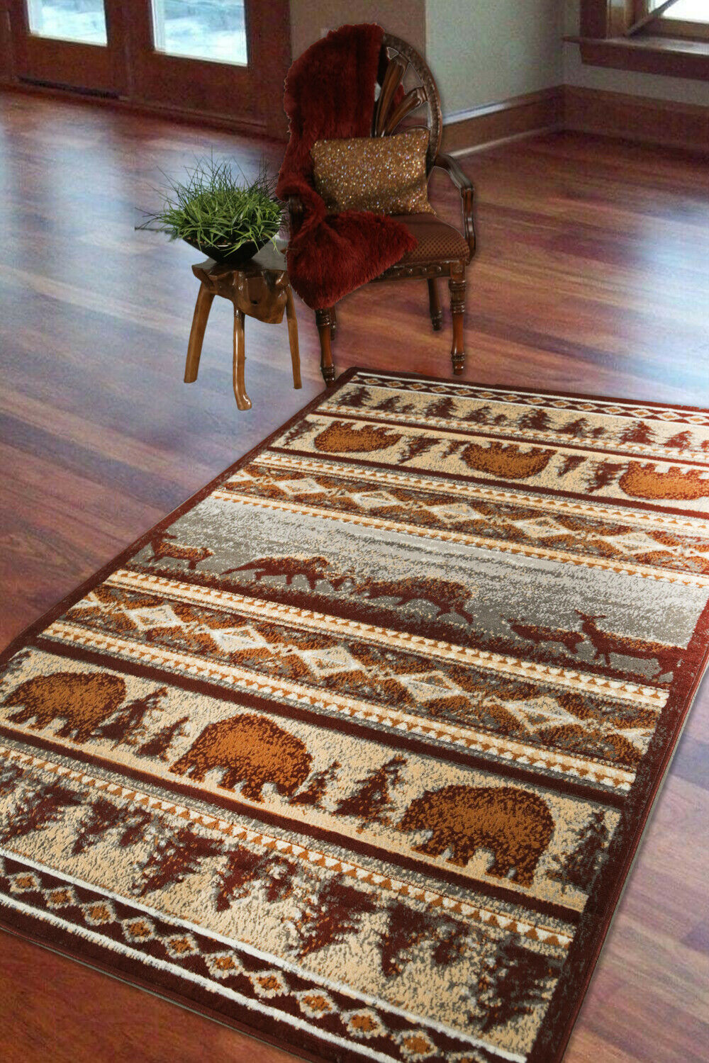 Furnish My Place Bear Print Area Rug 2 ft. x 4 ft., Multicolor