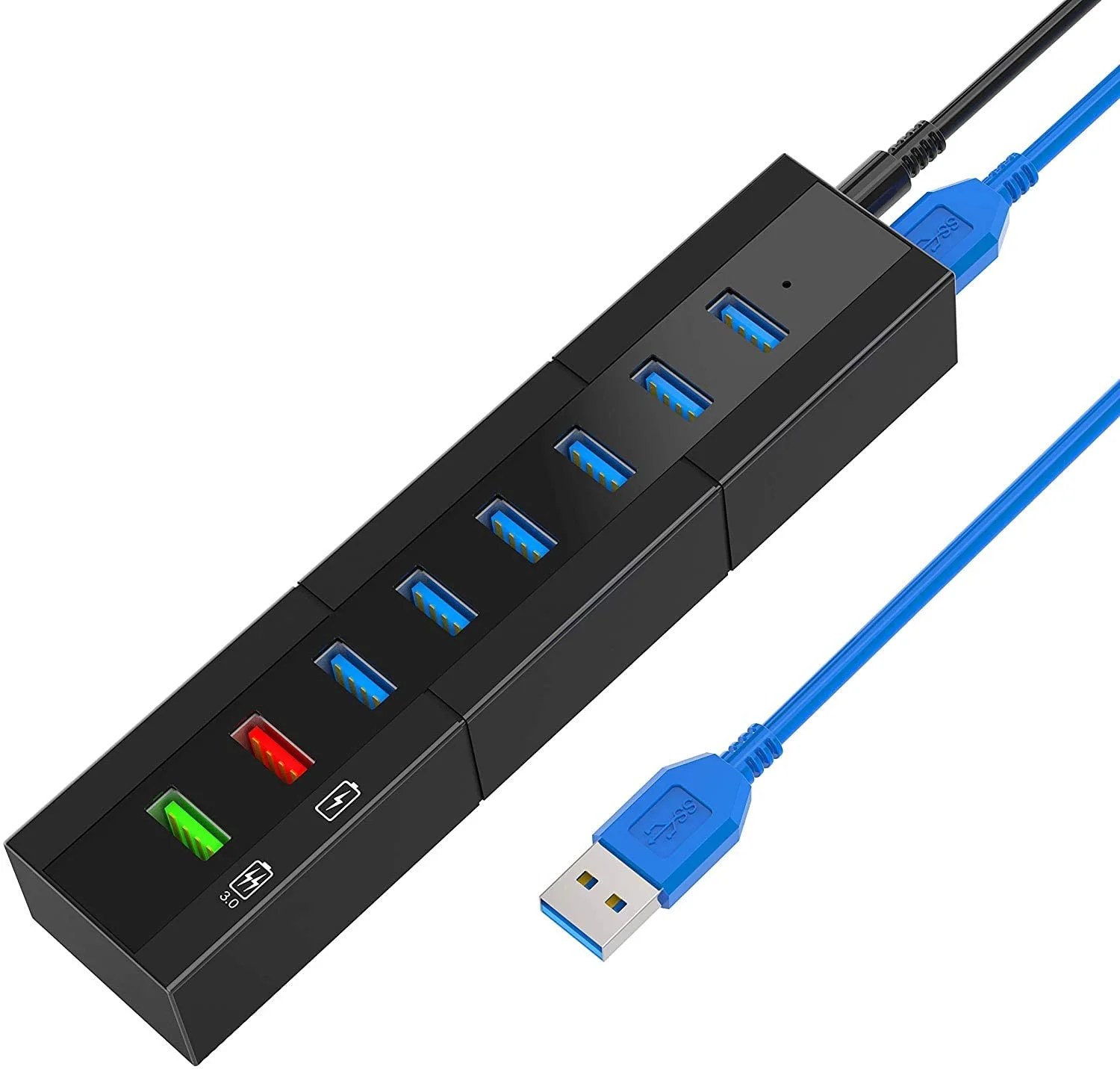 USB 3.0 Hub, TOPESEL 8Port 36W high Speed USB Splitter with 6 USB 3.0
