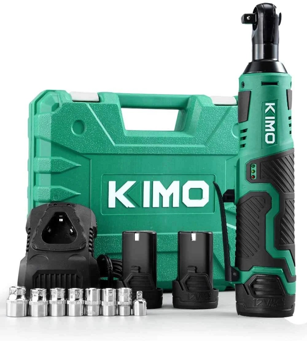 KIMO Cordless Ratchet Kit 3/8 12V BatteryOperated Ratchet Tool, 2.0Ah Electric Ratchet Wrench