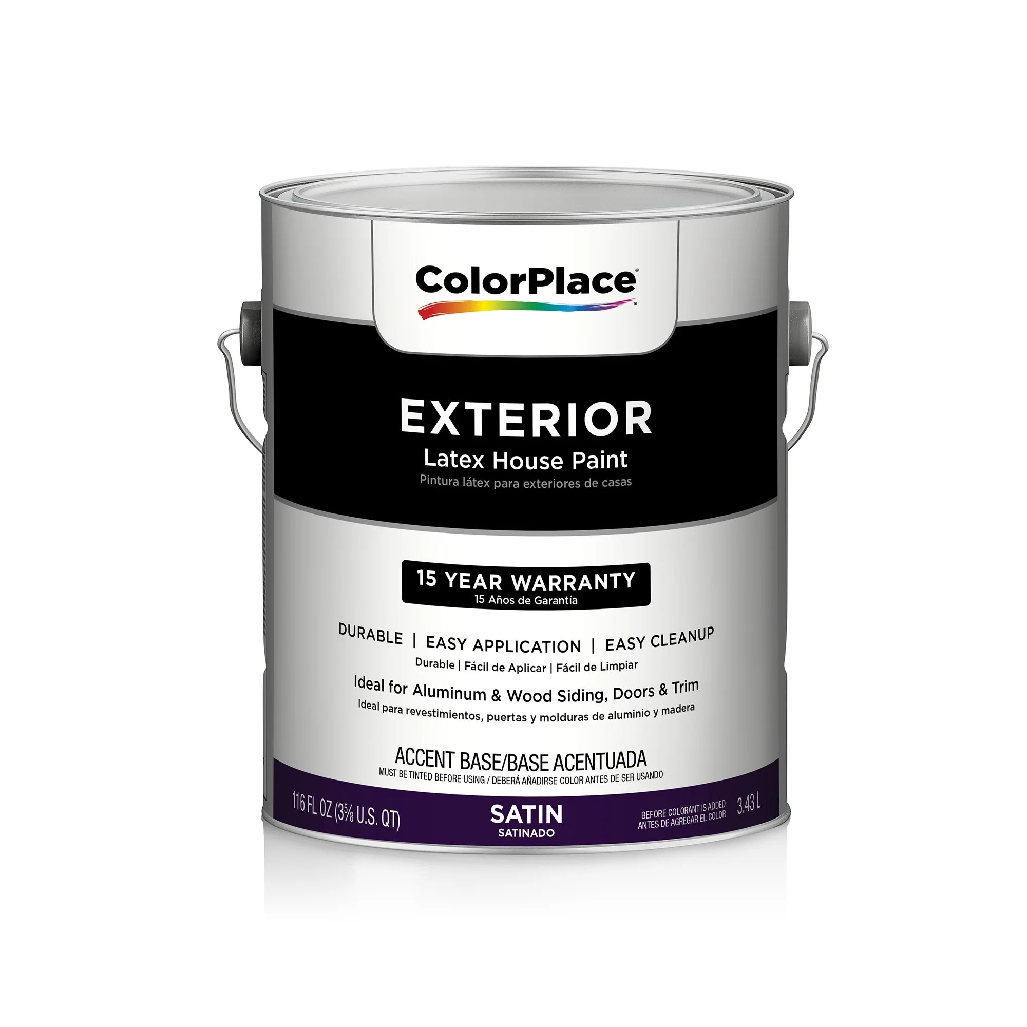 ColorPlace Exterior Satin Accent Paint, Accent Base, 1