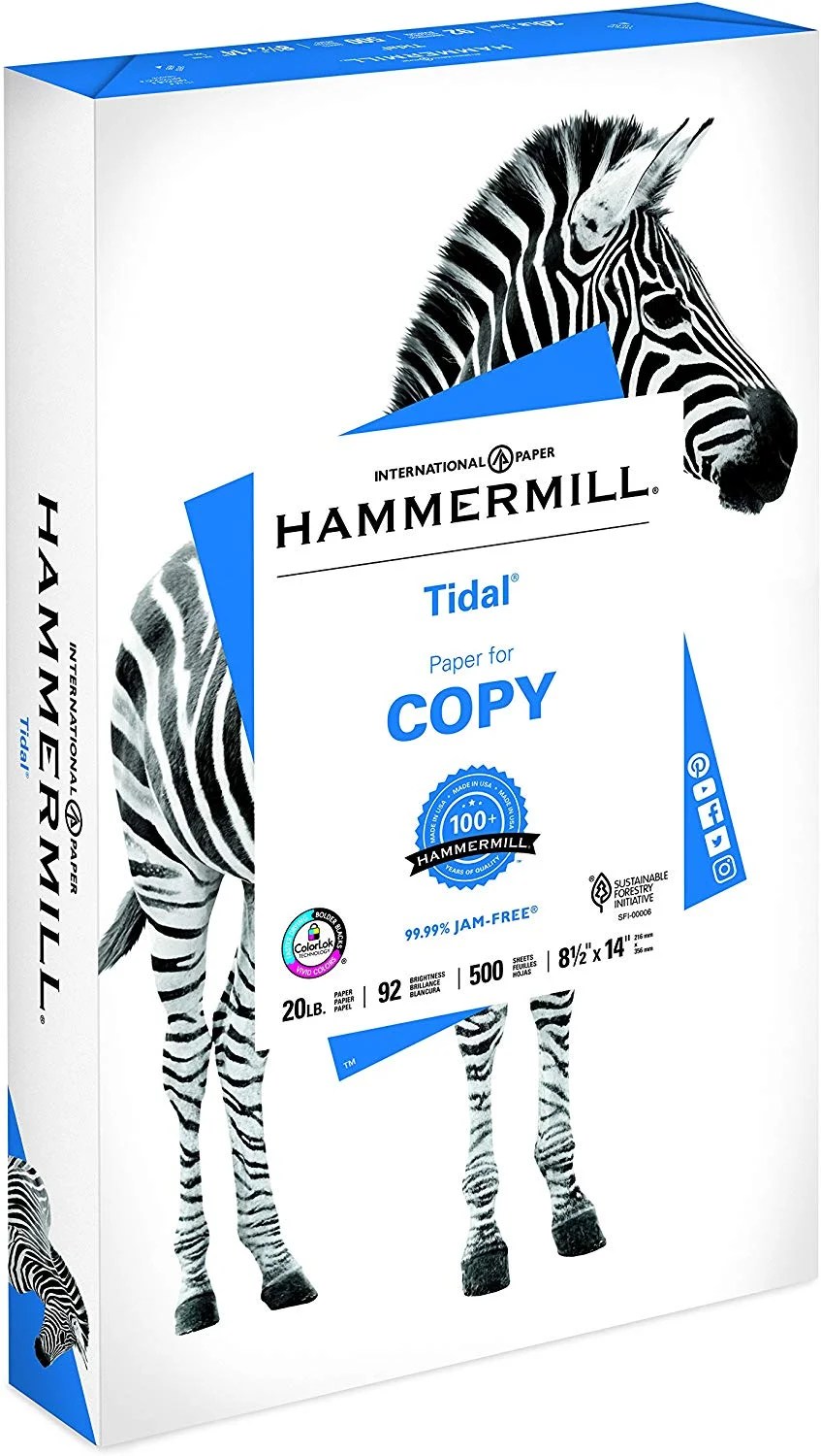 Hammermill Paper, Tidal Printer Paper, 8.5 x 14 Paper, Legal Size, 20lb