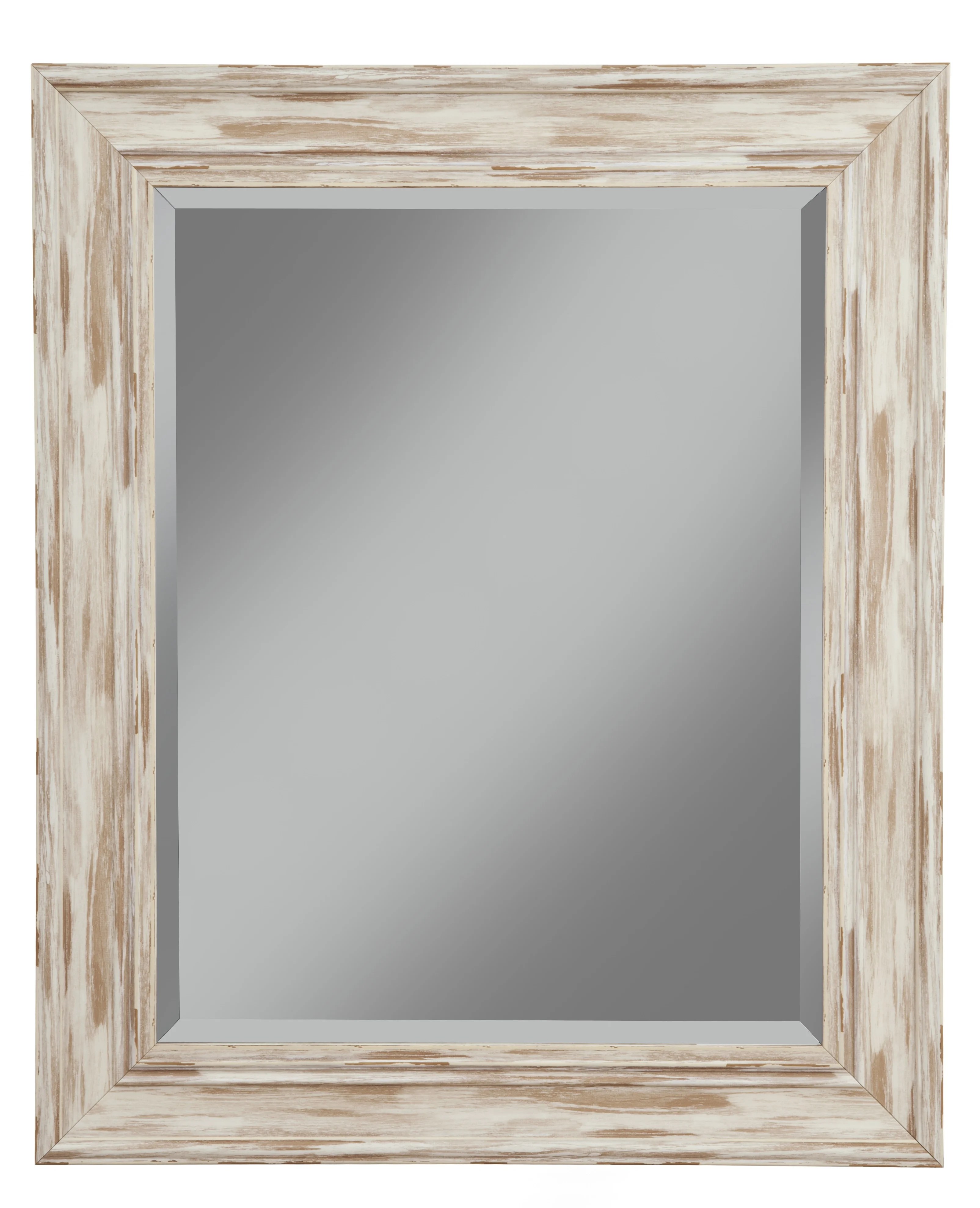 Farmhouse Antique White Wash Wall Beveled Mirror Antique White Wash