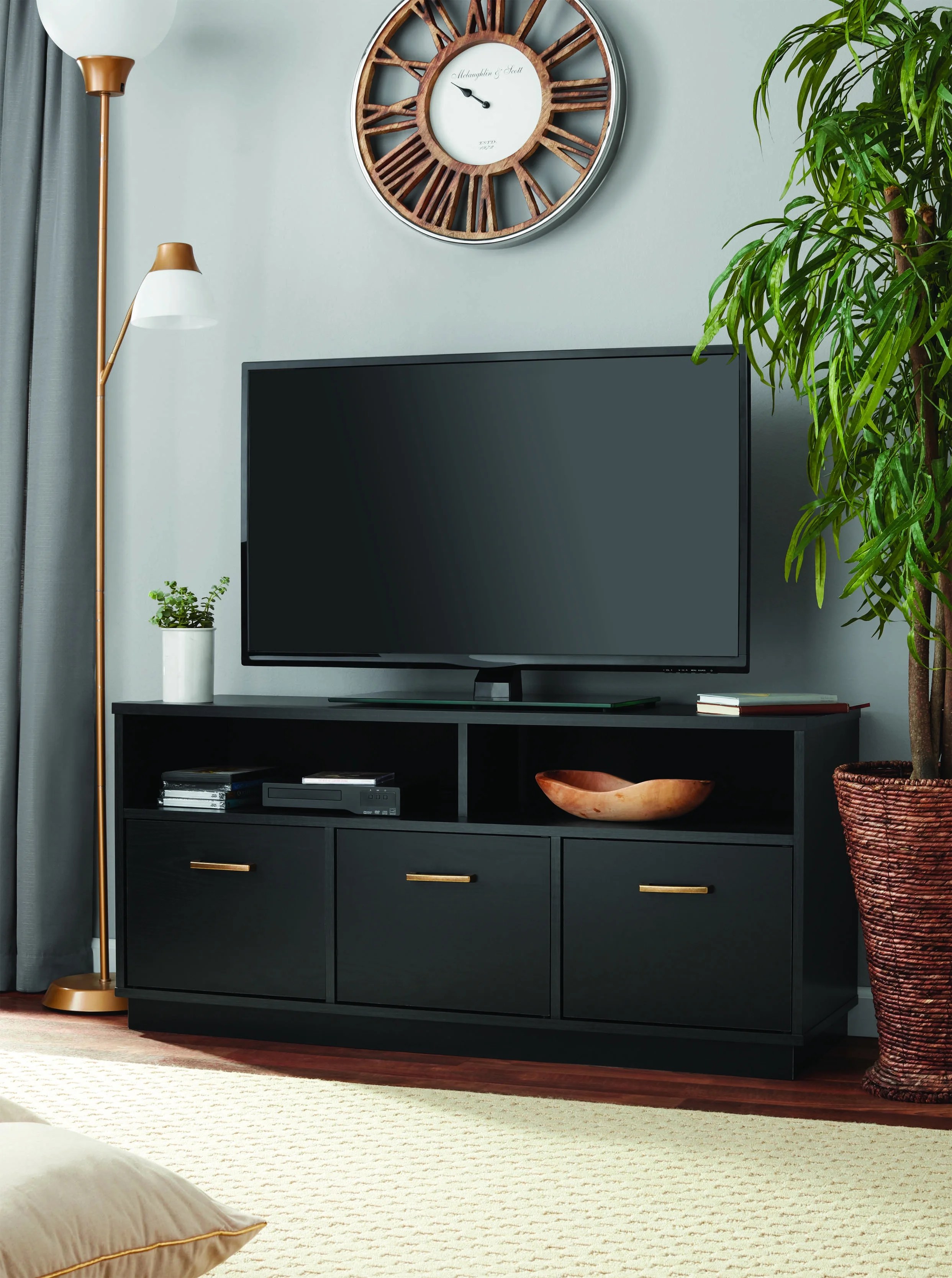 Buy Mainstays 3Door TV Stand Console for TVs up to 50, Blackwood