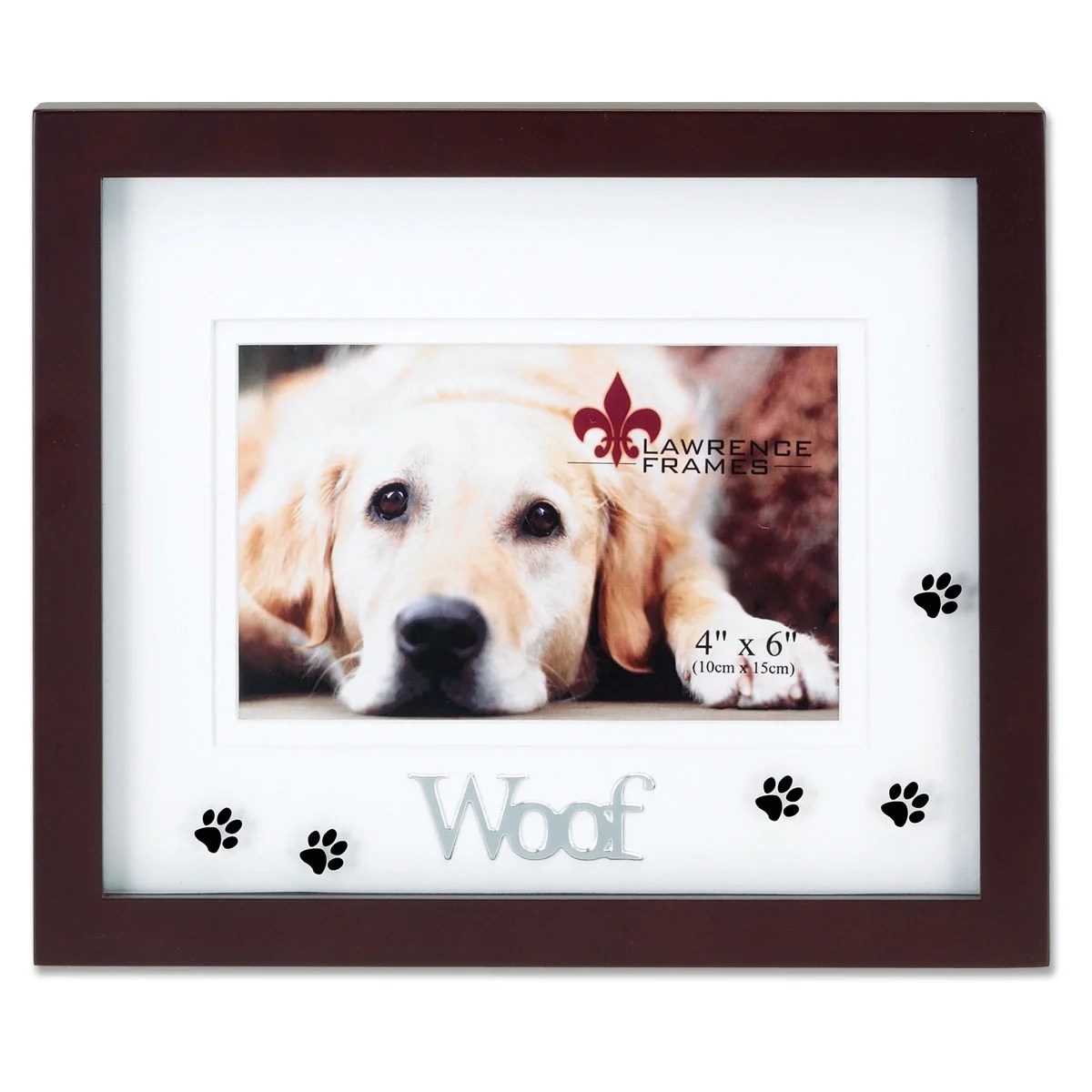 Walnut Wood 4x6 Woof Picture Frame Matted Shadow Box Dog Frame