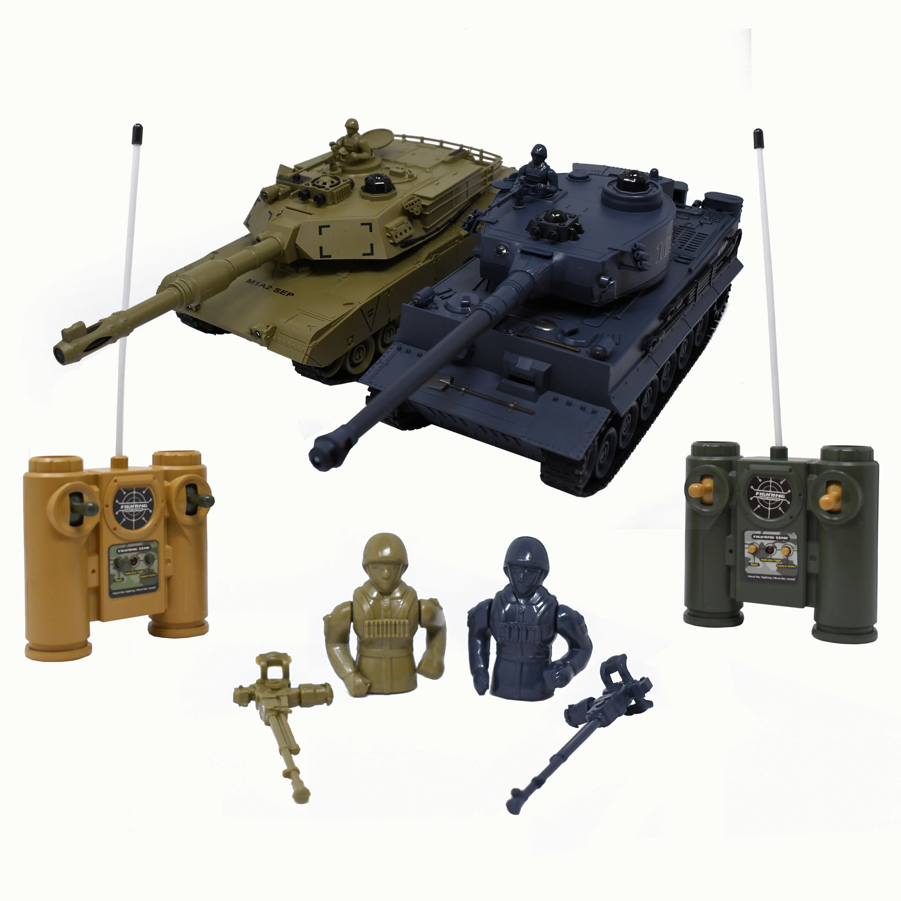 RC Remote Control Battle Tanks Set of 2 Military Infrared Turret Rotate