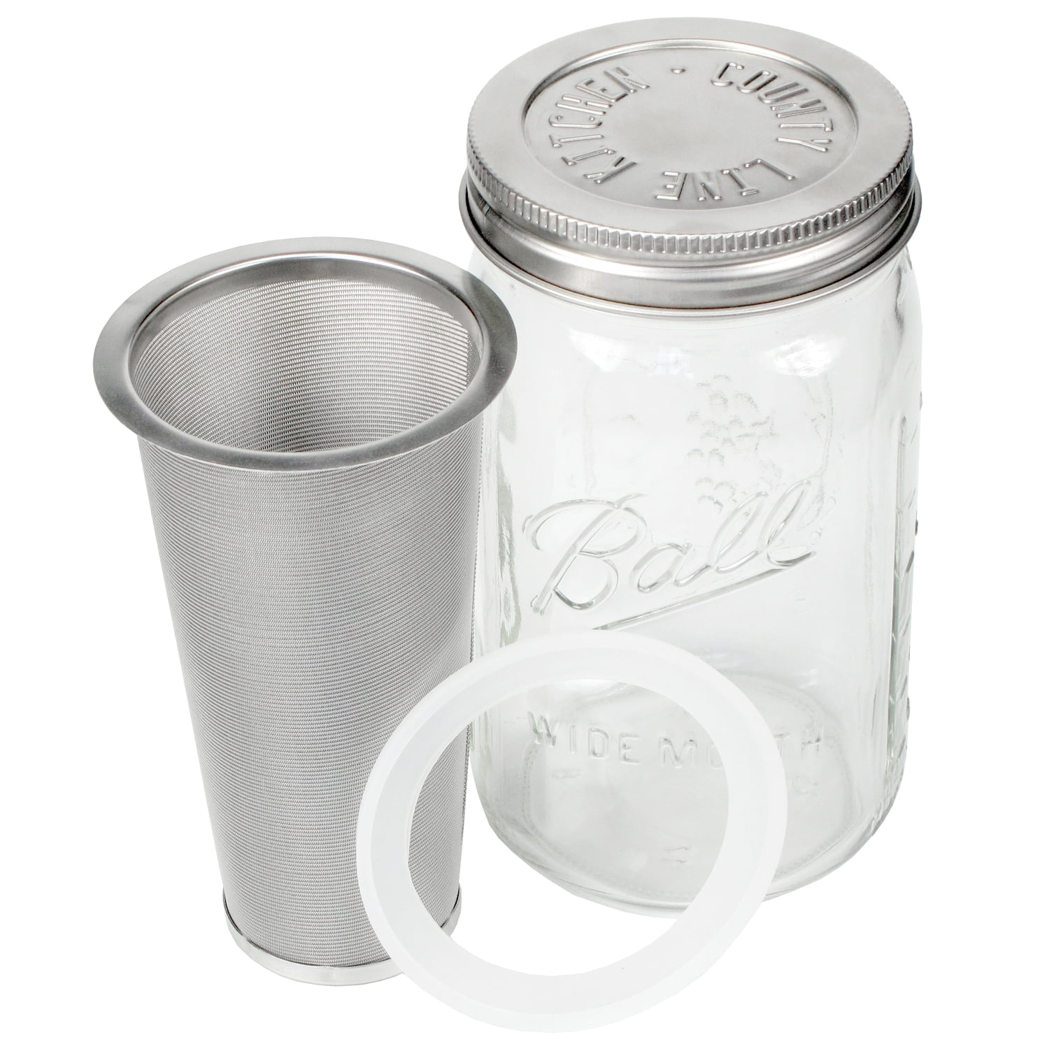 County Line Kitchen Mason Jar Cold Brew Coffee Maker, 1 Quart, with