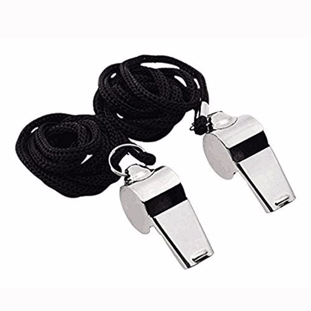 Pompotops Metal Referee Coach Whistle Stainless Steel Extra Loud
