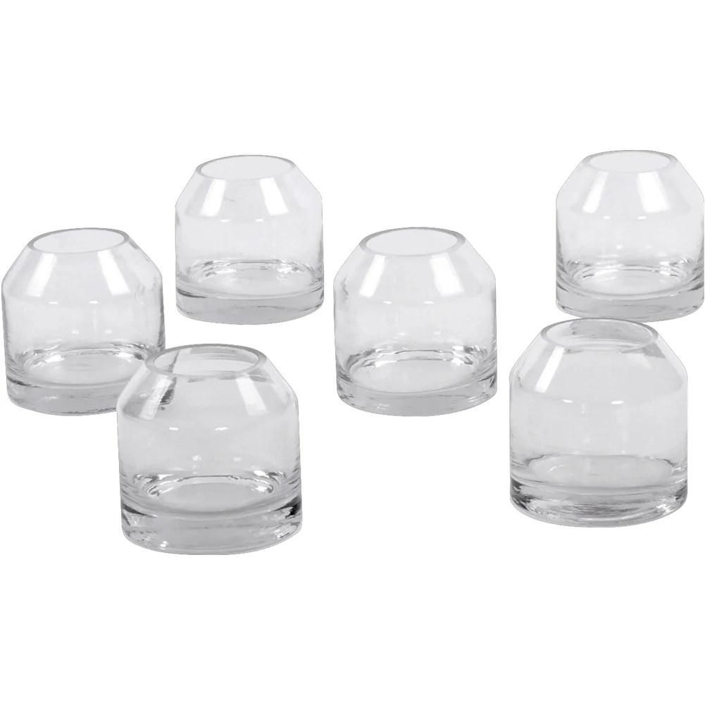 Koyal Wholesale 3 Inch Clear Glass Bud Vases, Bulk Set of 6 Modern Mini