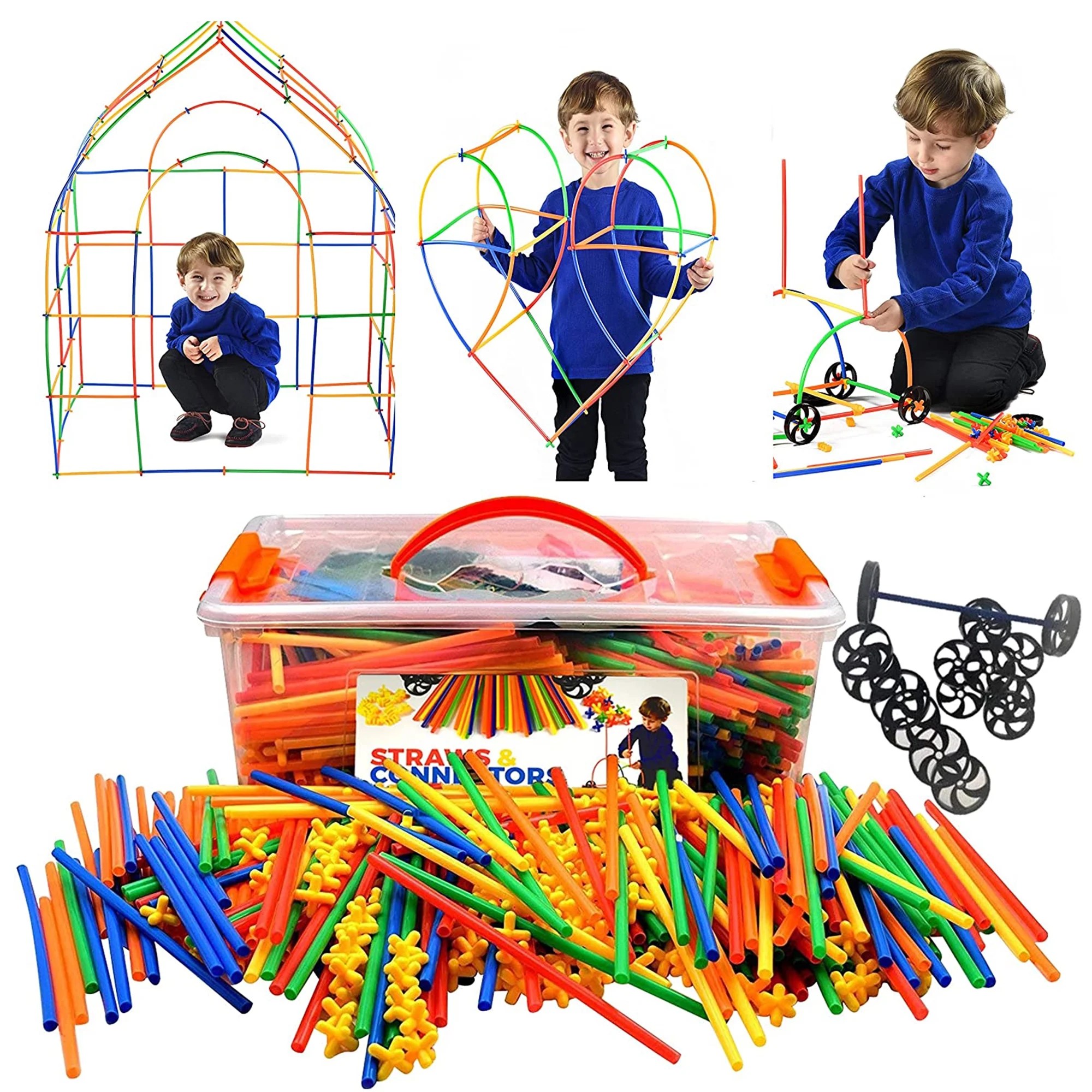 Playlearn Building Straws and Connectors for Kids Educational Toys for