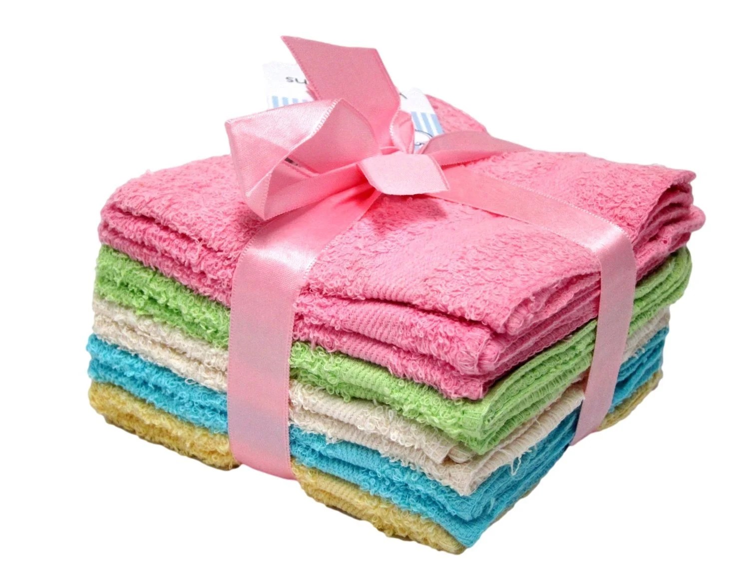 DELUXE 100 Cotton WASHCLOTHS, 10pc Set, Colors may Vary