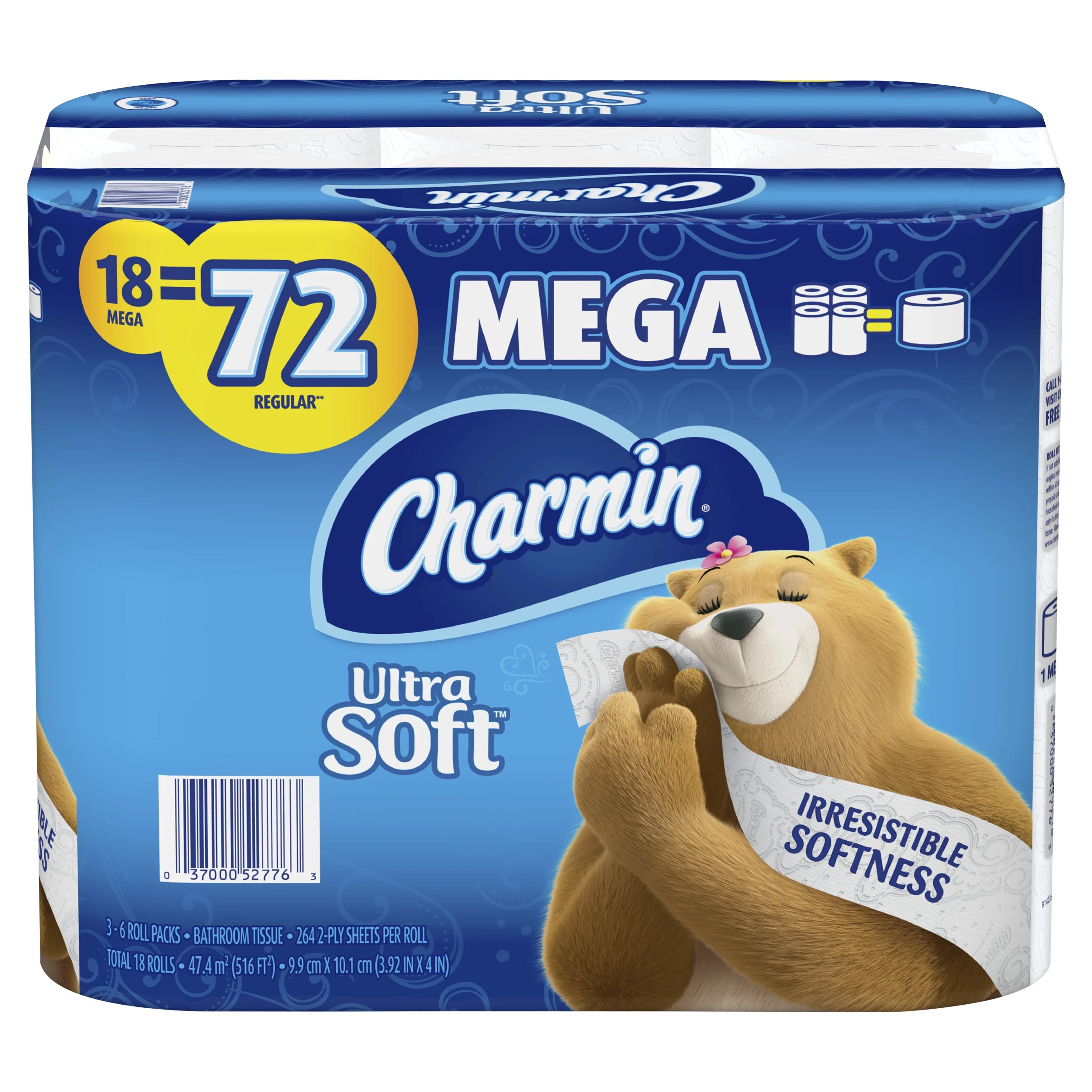 Charmin Ultra Soft Toilet Paper, 18 Mega Rolls, 4752 Sheets Walmart