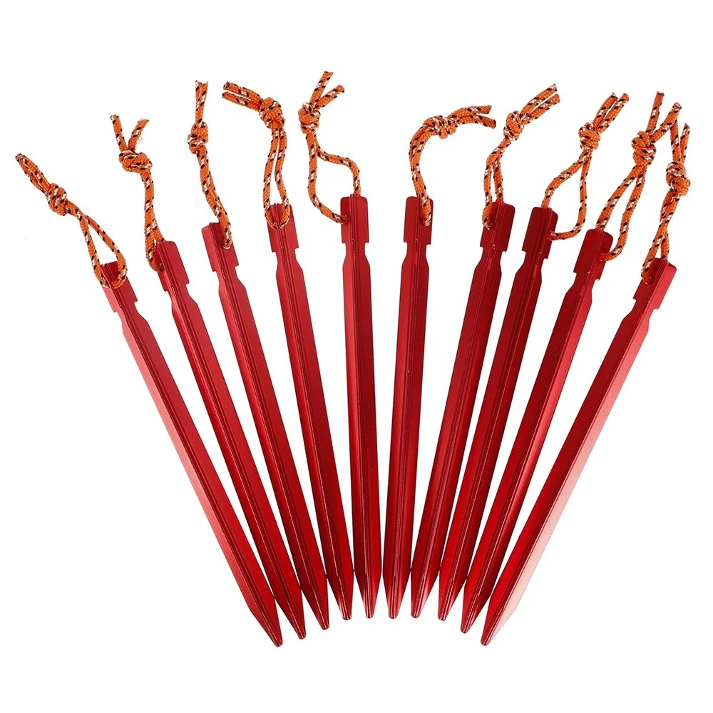 HOTBEST 10pcs Heavy Duty Tent Pegs Long Lightweight Camping Ground