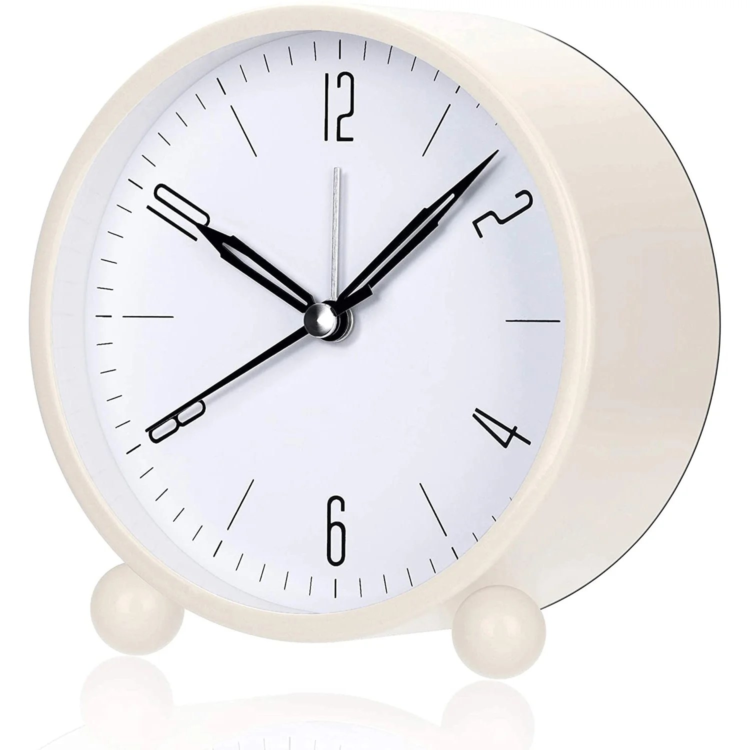 Simple Design 4" Alarm Clock Ultra Silent No Tick Night Light Battery