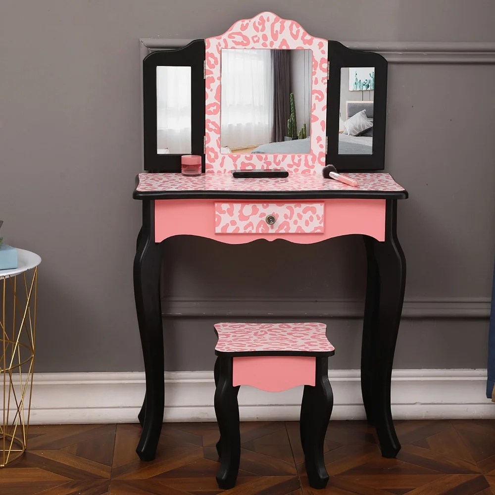 Lowestbest Vanity Set, Vanity Table Set with Mirror for Girls, 2