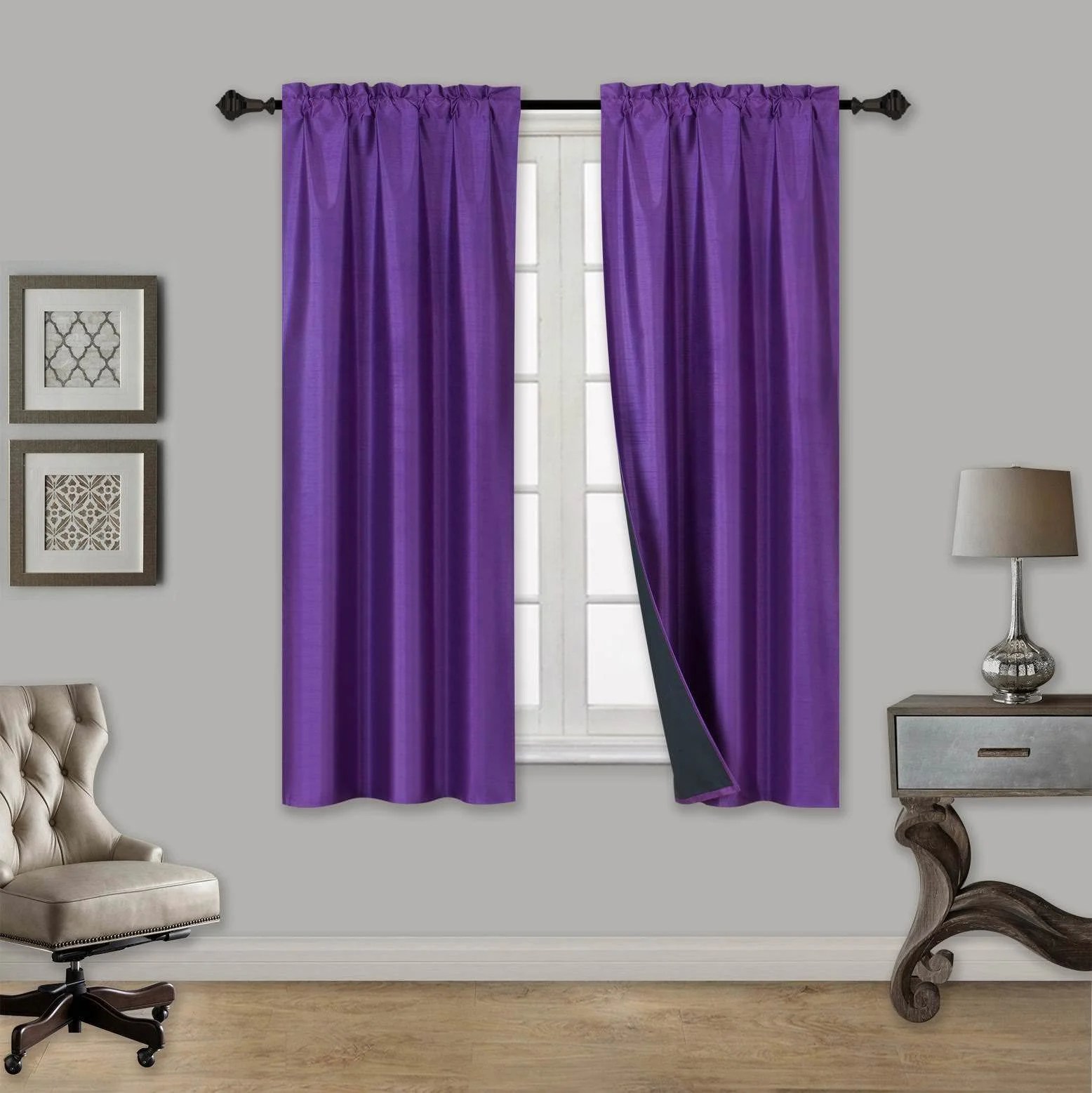 Tom Purple 2Piece 100 Blackout Room Darkening Rod Pocket Window