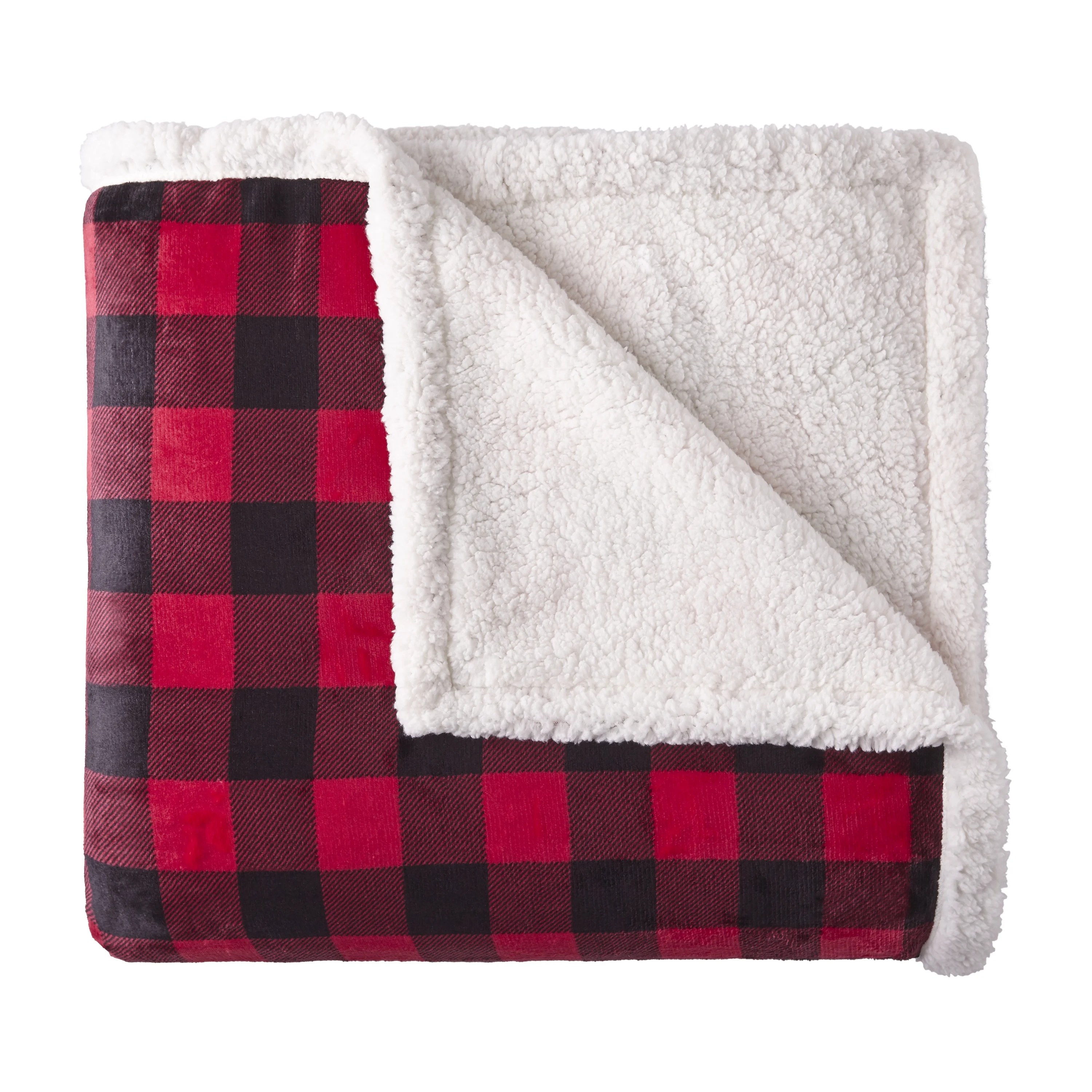 Better Homes & Gardens Full/Queen Sherpa Blanket, Buffalo Plaid