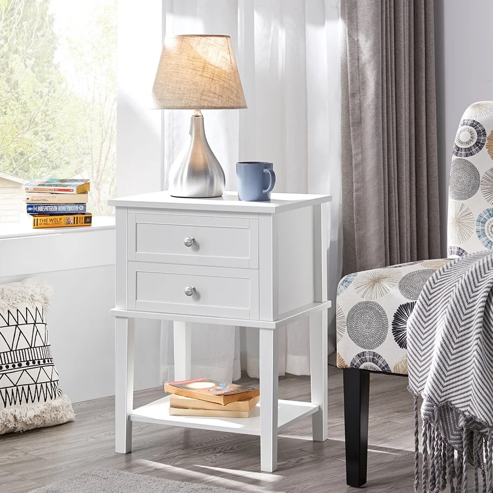 Topeakmart 2 Drawers Nightstand End Table Sofa Bed Side