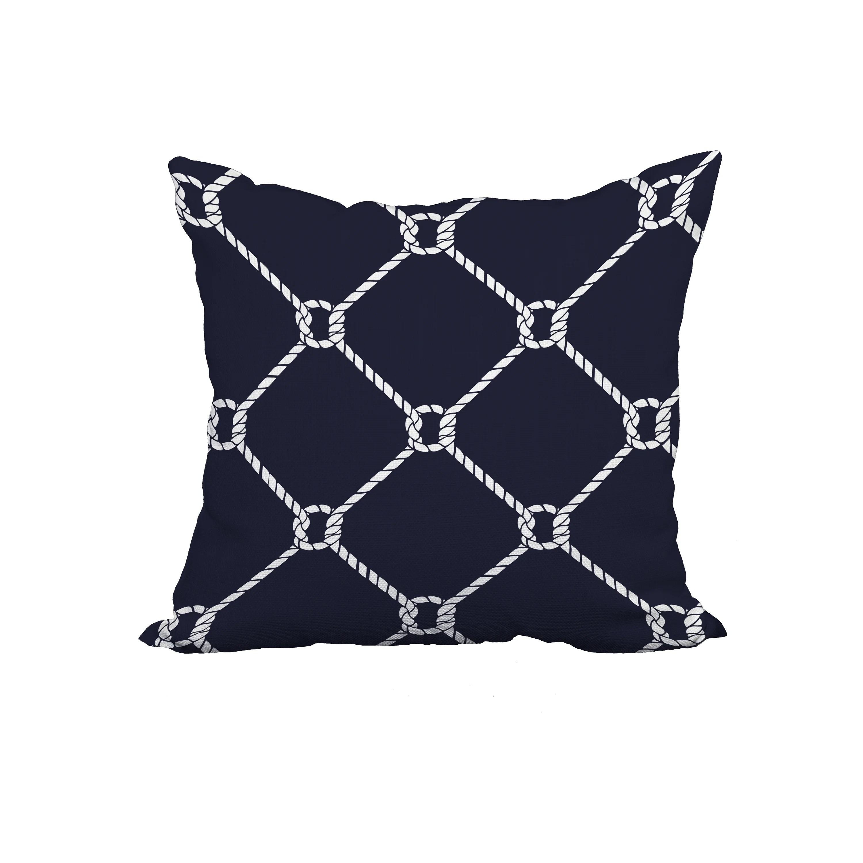 18 x 18 Inch Navy Blue Nautical Print Decorative Polyester Throw Pillow