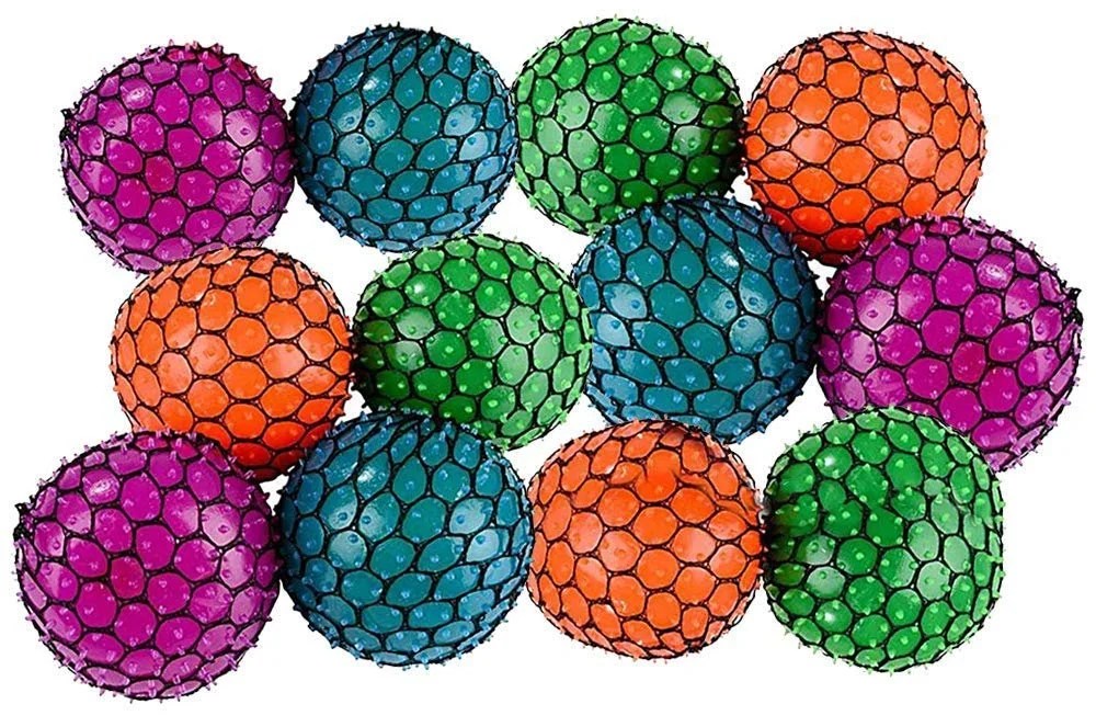 Kicko Colorful Mesh Squish Ball Stress Reliever Squishy Therapy