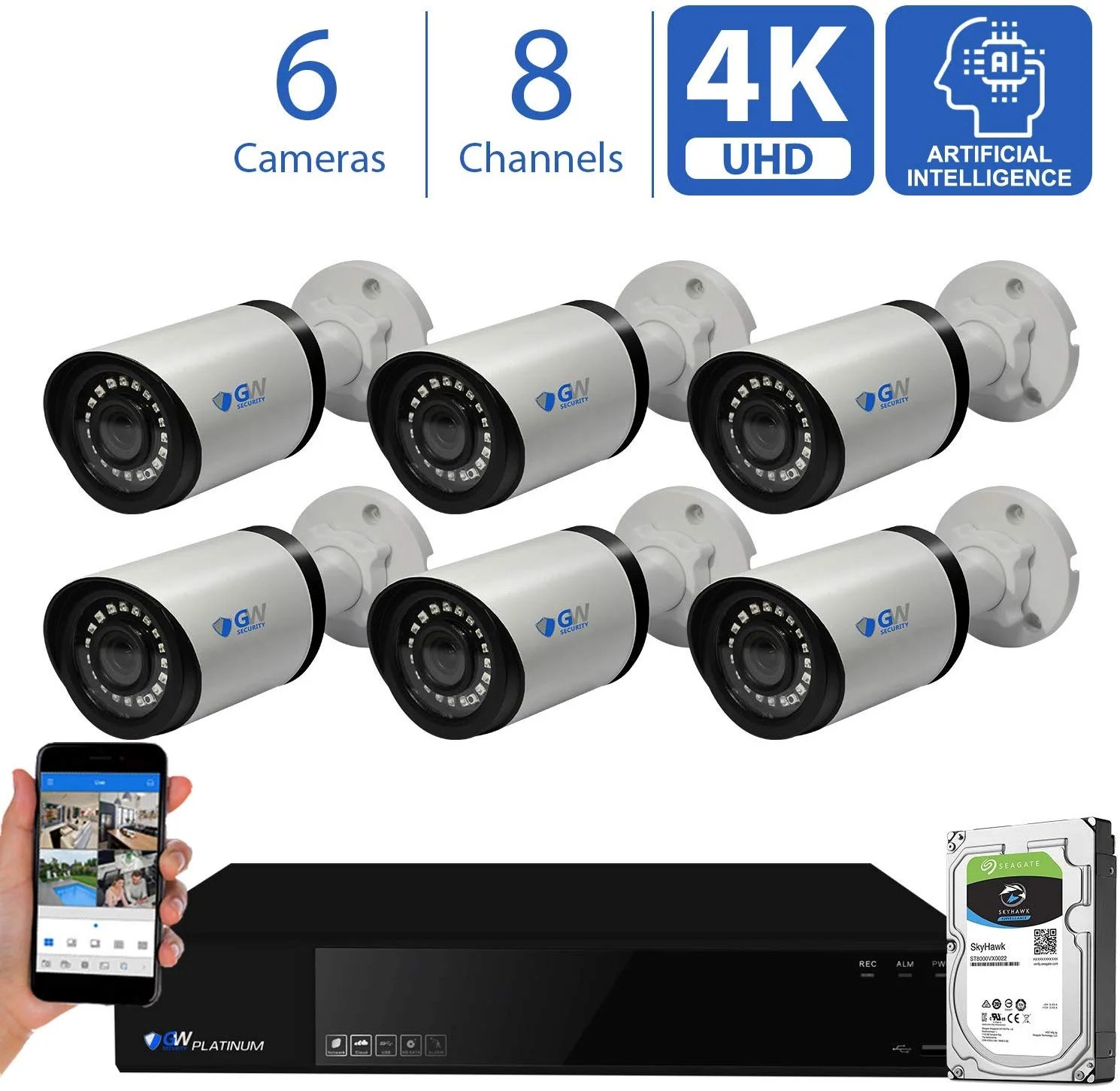 GW 8 Channel 4K NVR 8MP (3840x2160) H.265+ Sony Starvis