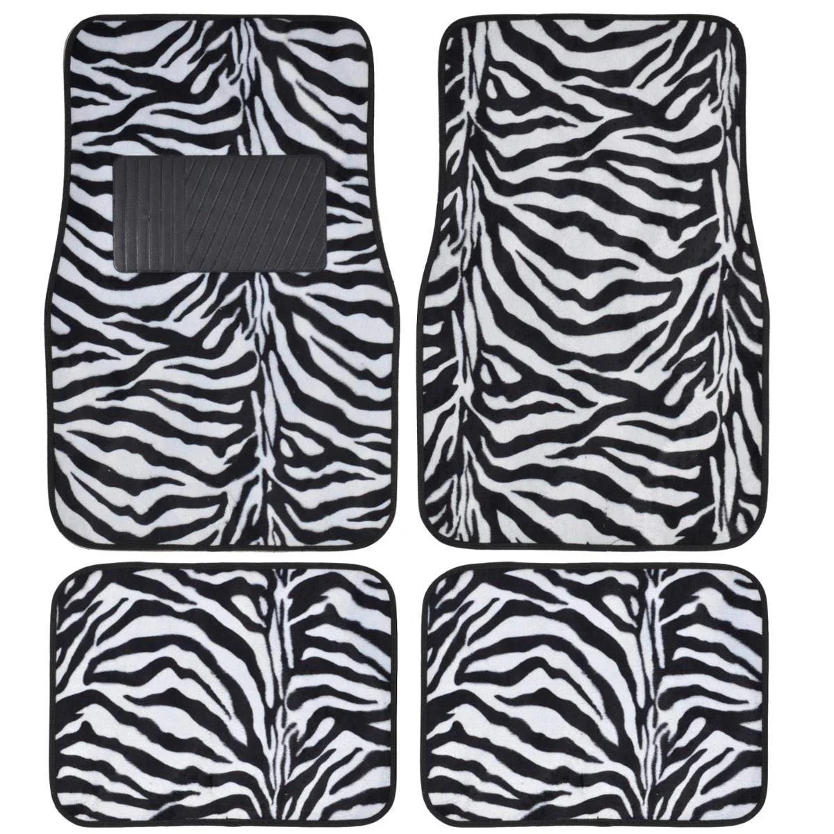 A Set of 4 Universal Fit Animal Print Carpet Floor Mats for Cars