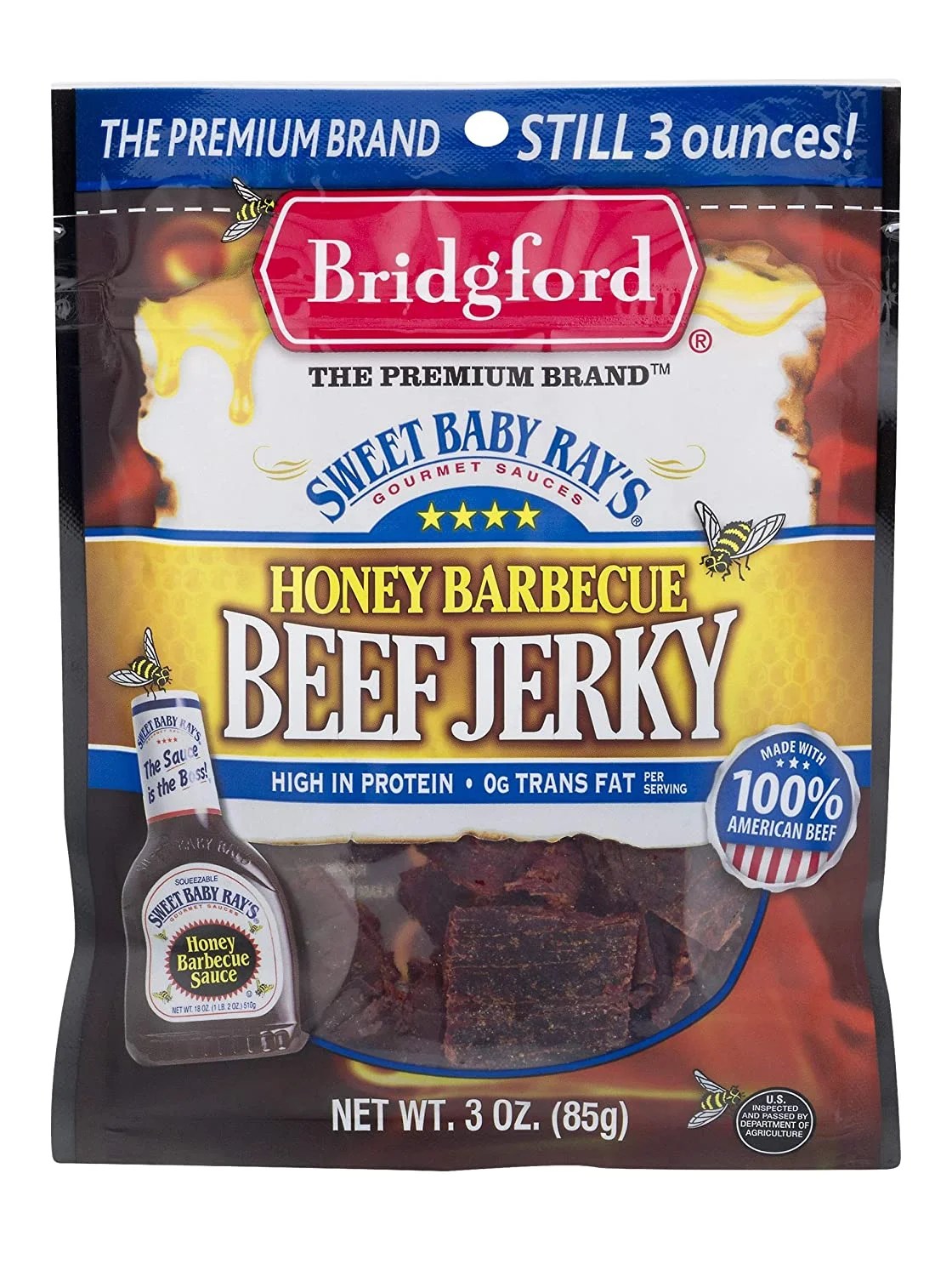 Bridgford Sweet Baby Rays Honey Barbecue Beef Jerky, 3 Oz