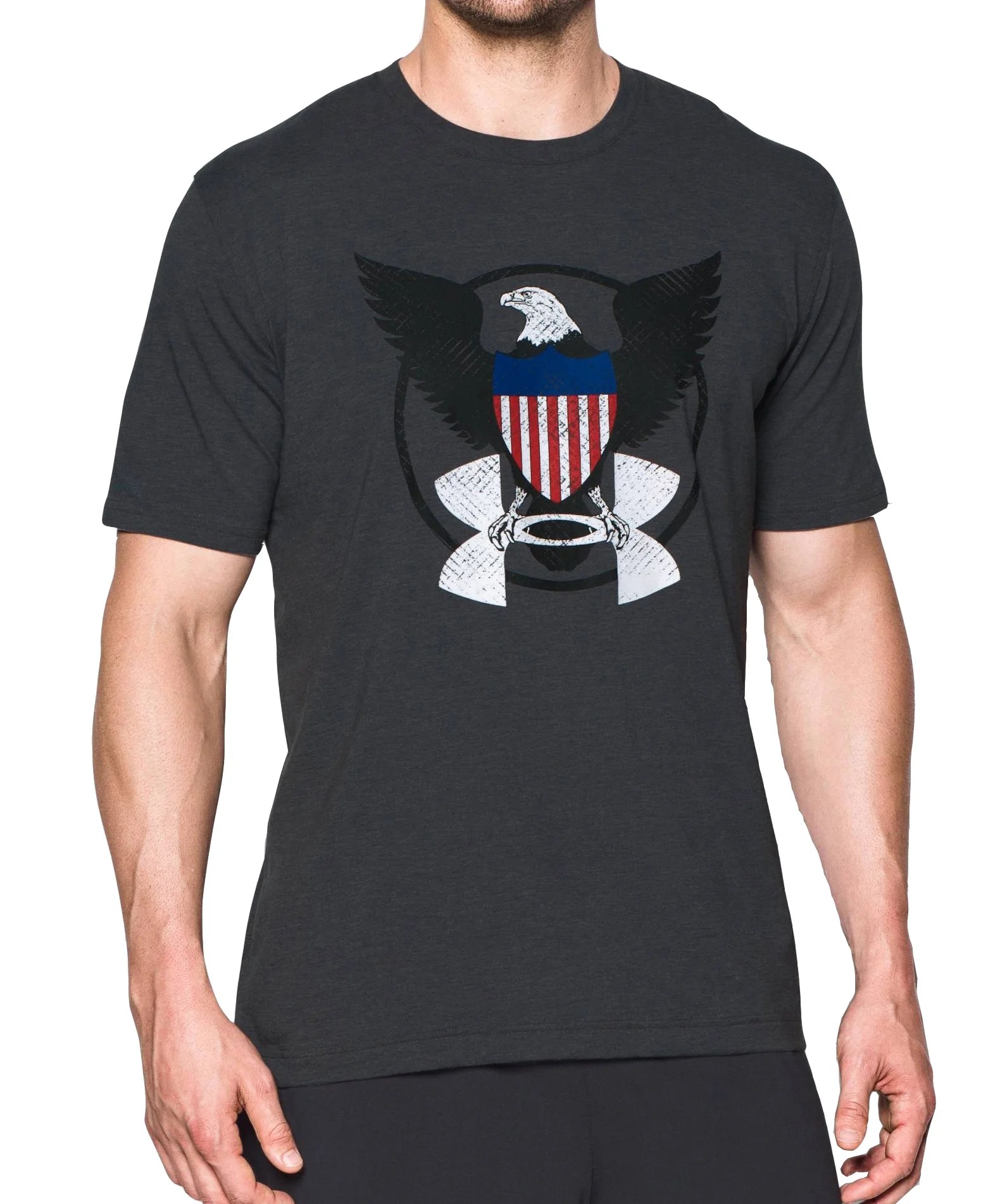 Under Armour Under Armour Freedom USA Eagle Men?s Tactical Graphic TShirt Carbon Heather