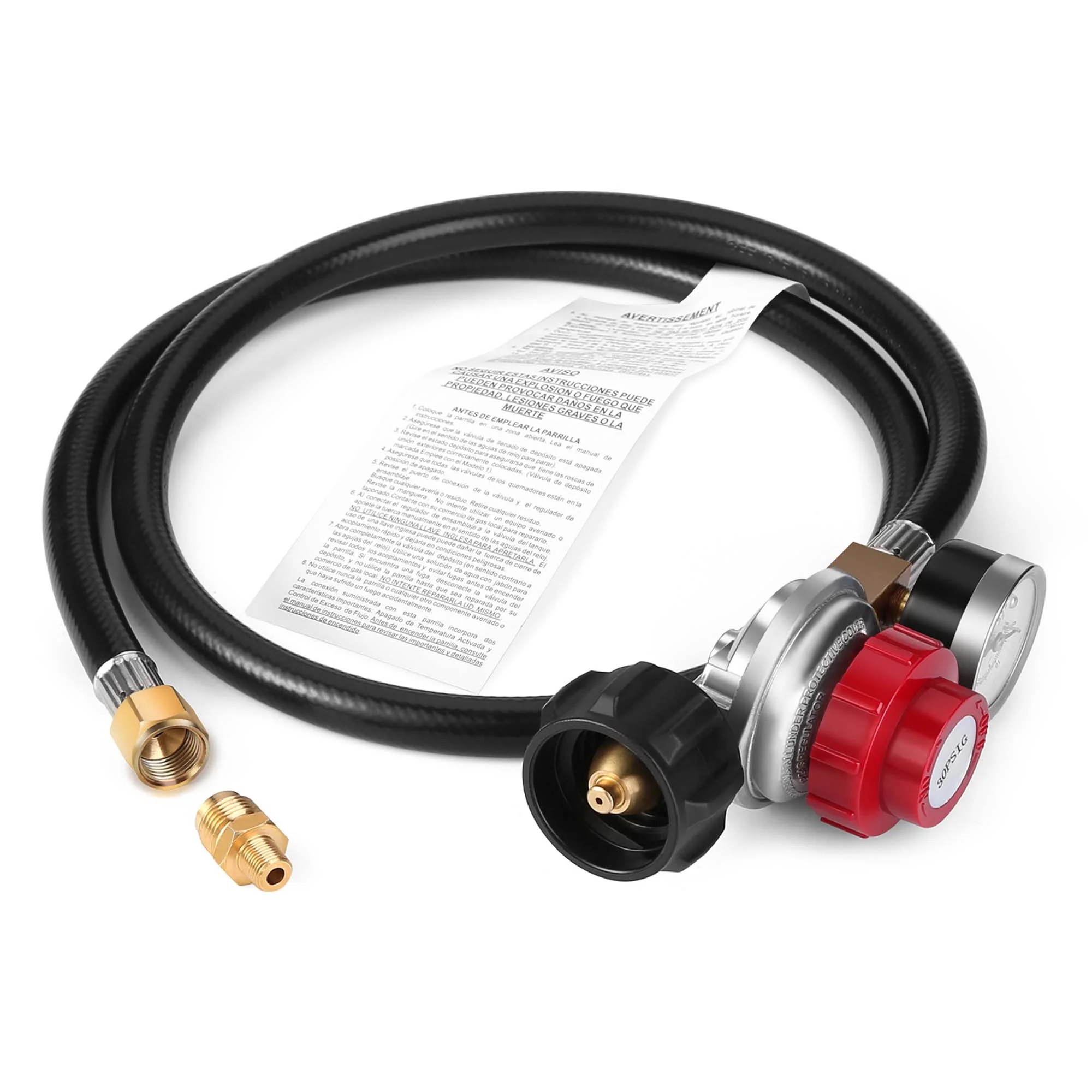 IMAGE 4FT 030PSI Adjustable High Pressure Propane Regulator with Hose
