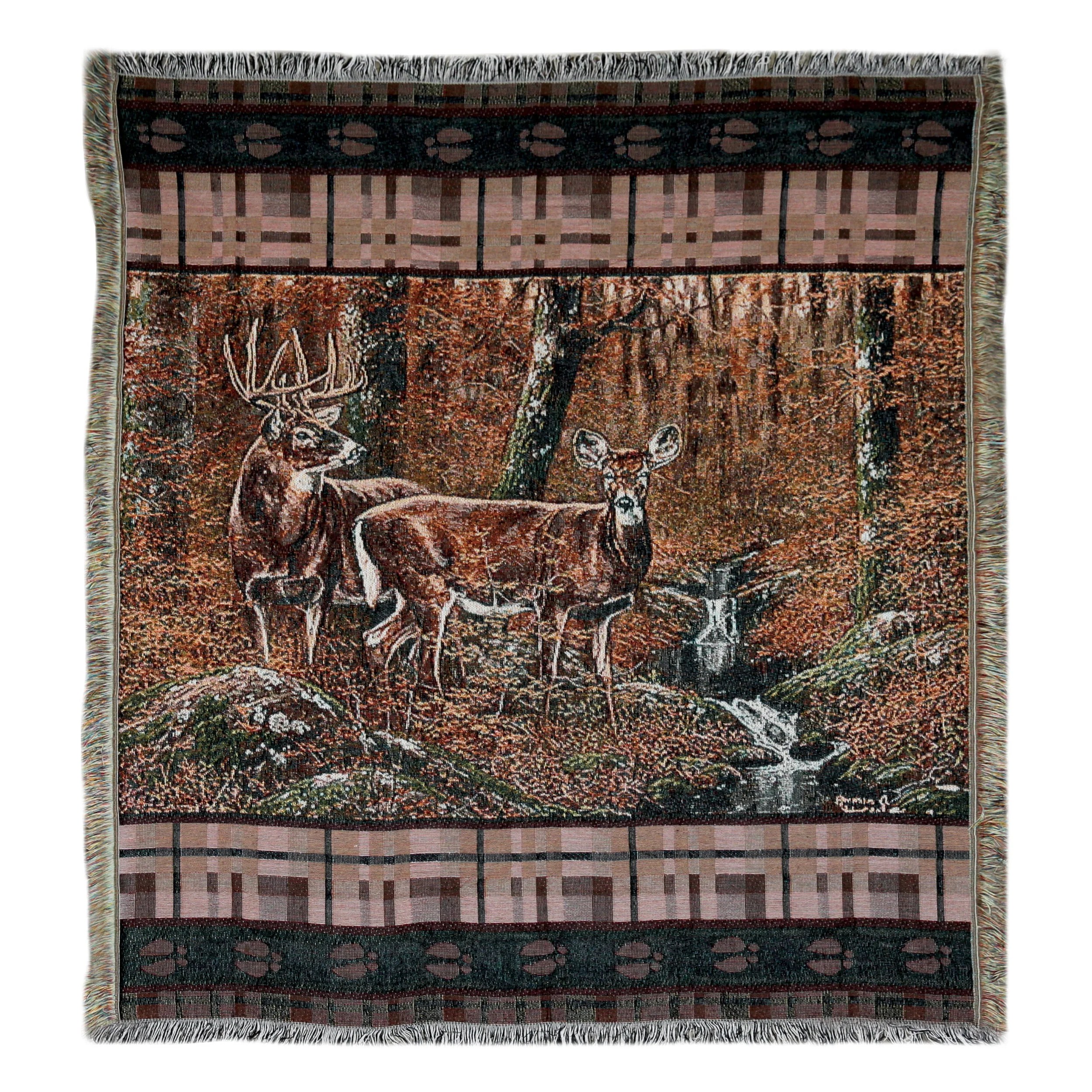 Deer Tapestry Throw Blanket, 50 by 60 Inches