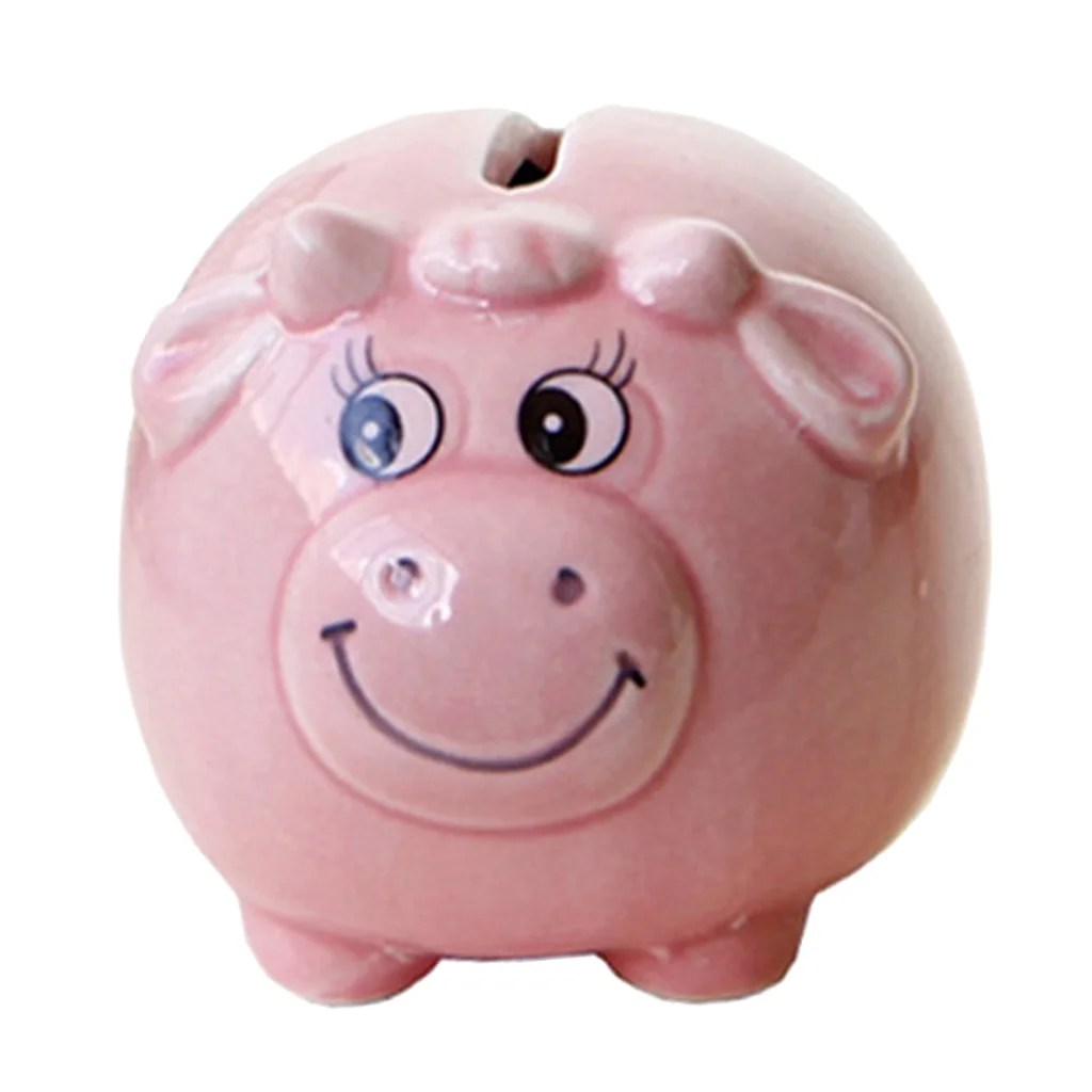 Piggy Bank Ceramic Saving Money Box Kids Gift Pink