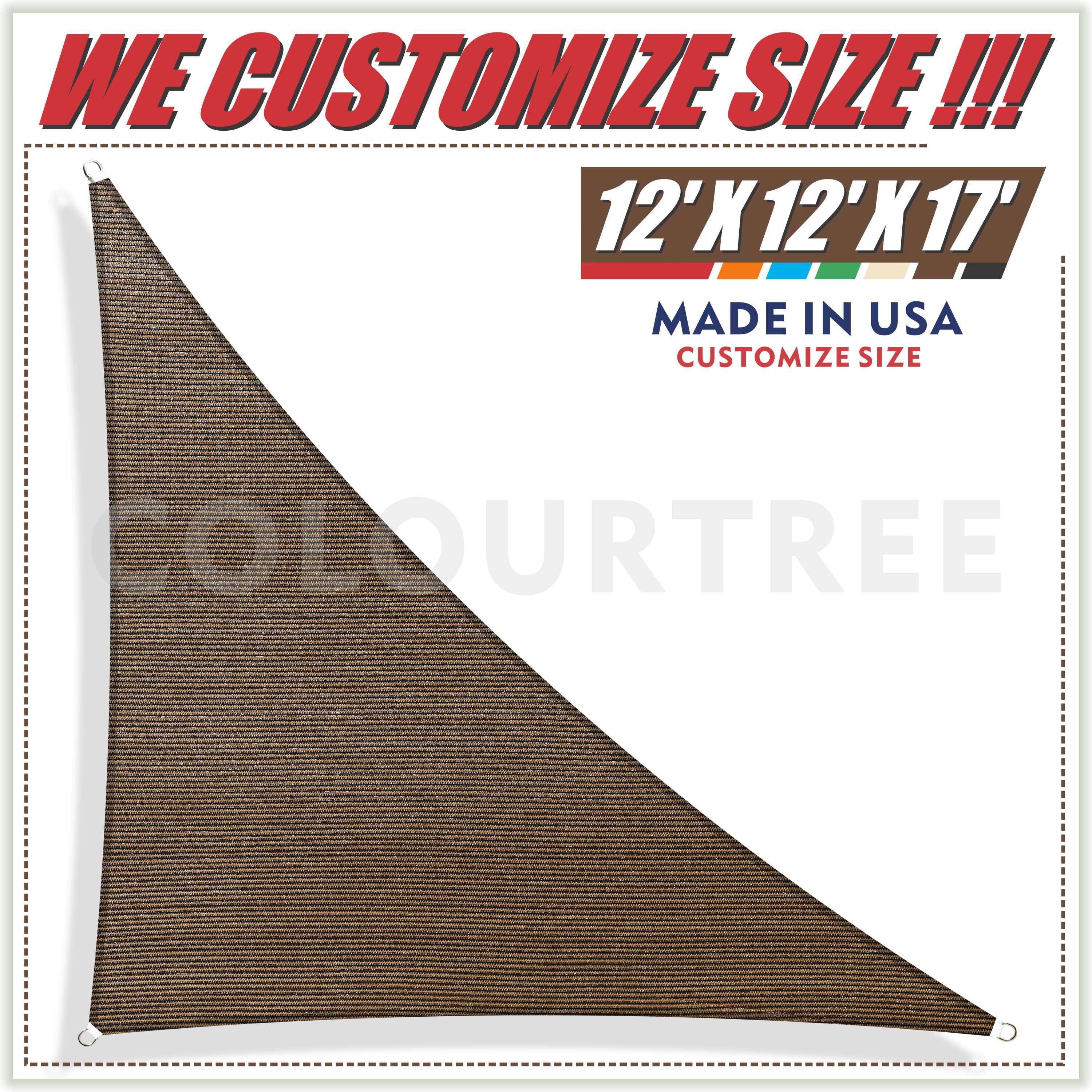 ColourTree 12' x 12' x 17' Brown Right Triangle Sun Shade Sail Canopy