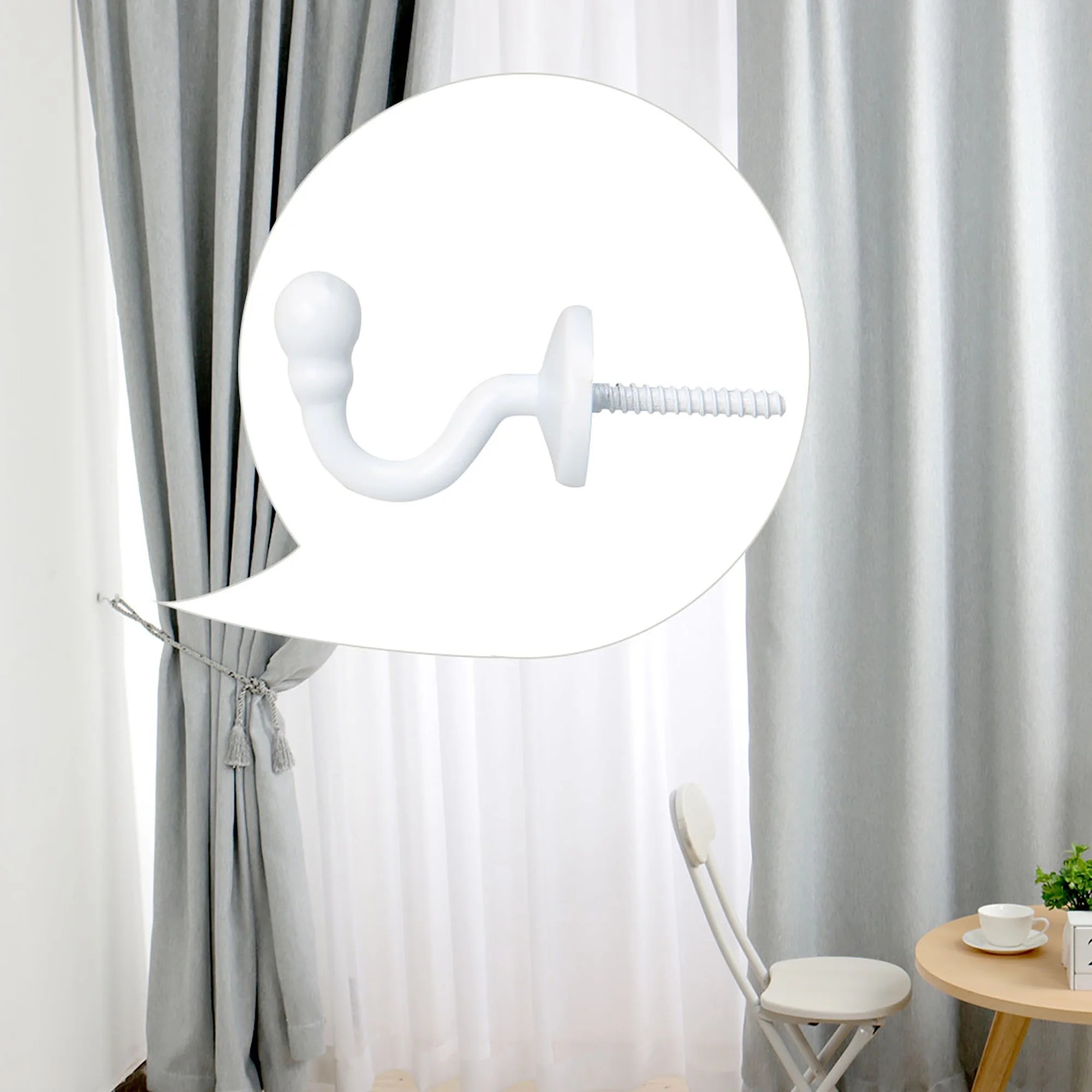 6pcs Stainless Steel Plating Curtain Tieback Hook, Drapery Holdbacks