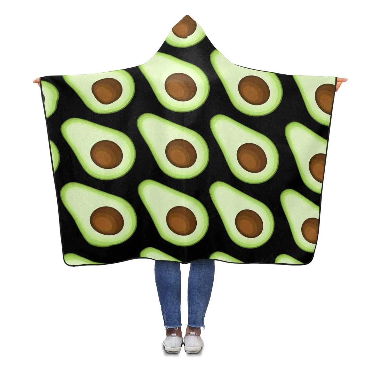 ASHLEIGH Avocado Pattern Wearable Hooded Blanket 56x80 inches Adults