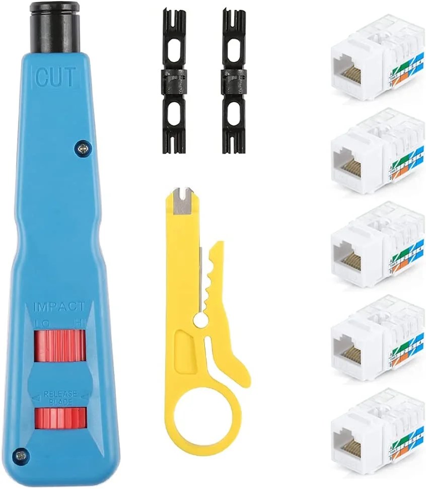 Hiija Punch Down Tool with 110 and Krone Blade, 5Pack RJ45 Cat6