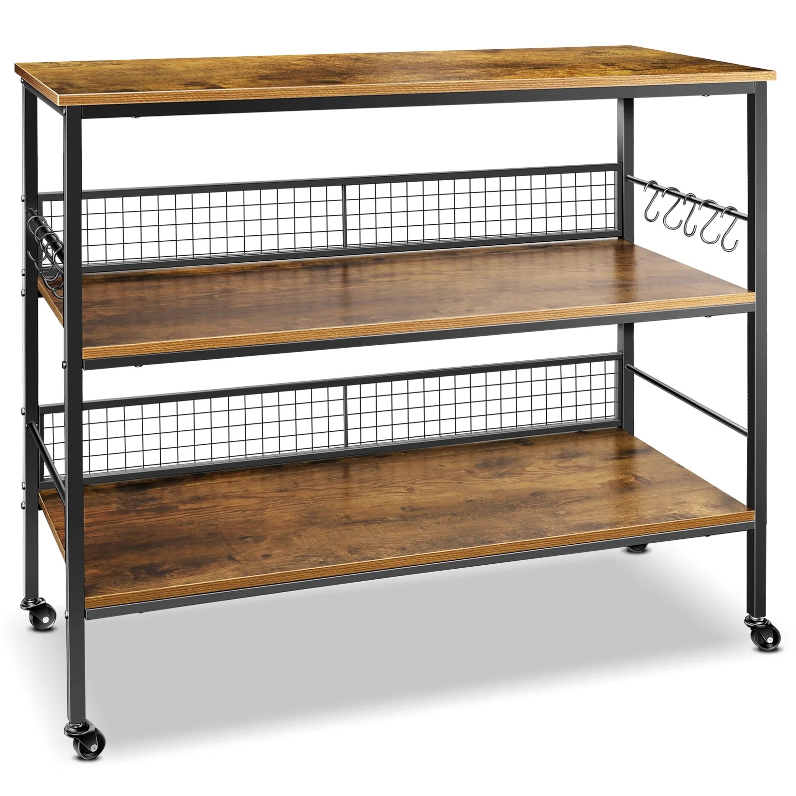 Cheflaud Rolling Kitchen Storage Cart Island with large open shelves