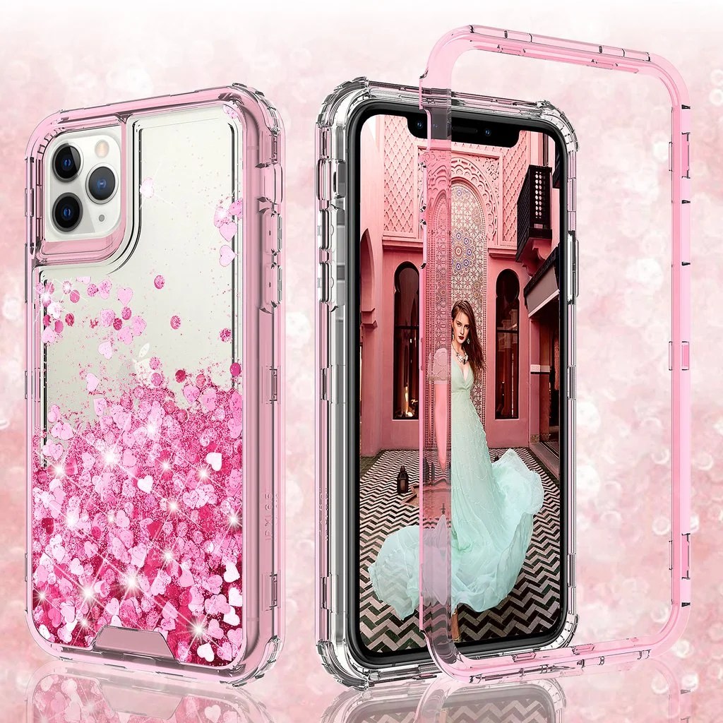 Coverlab Case for iPhone 11 Pro Max, Hard Clear Glitter Liquid